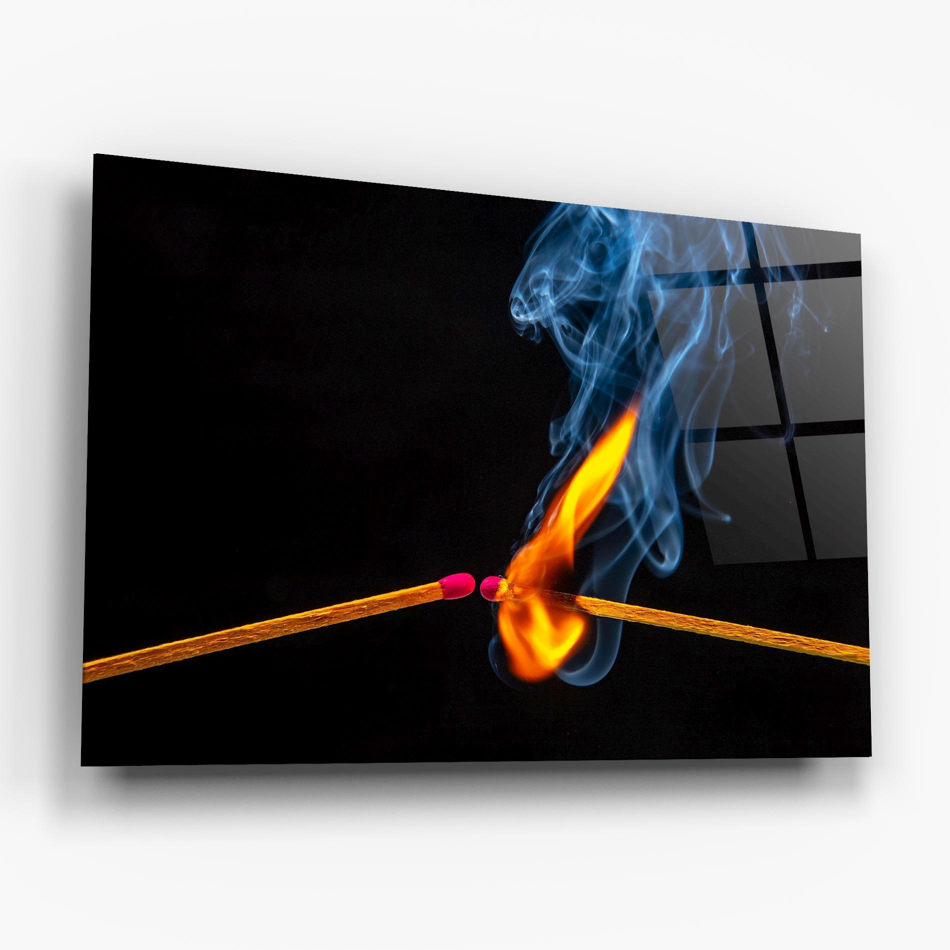 Glasbild Burning Smoking Match mockup 6