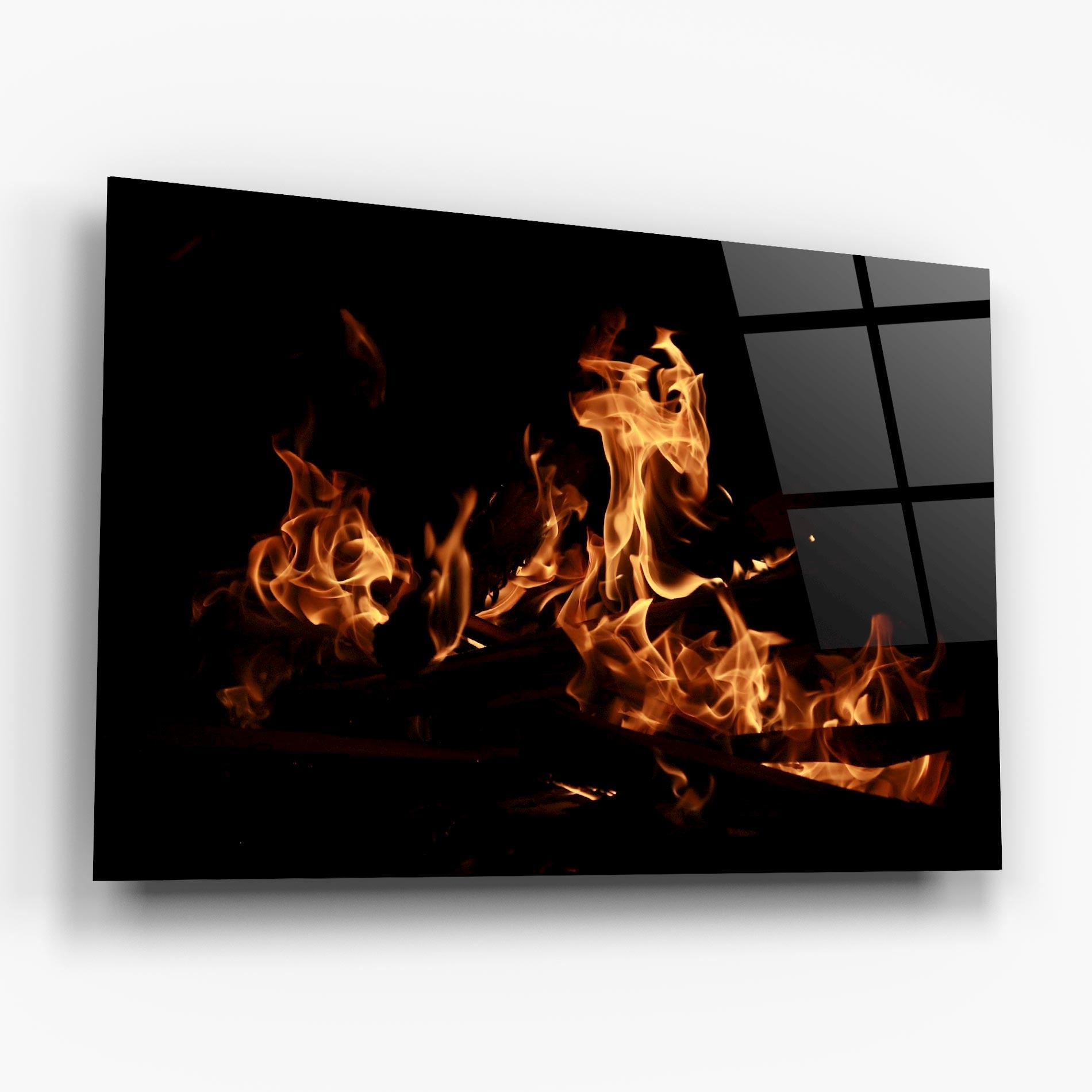 Glasbild Fire On Black mockup 6