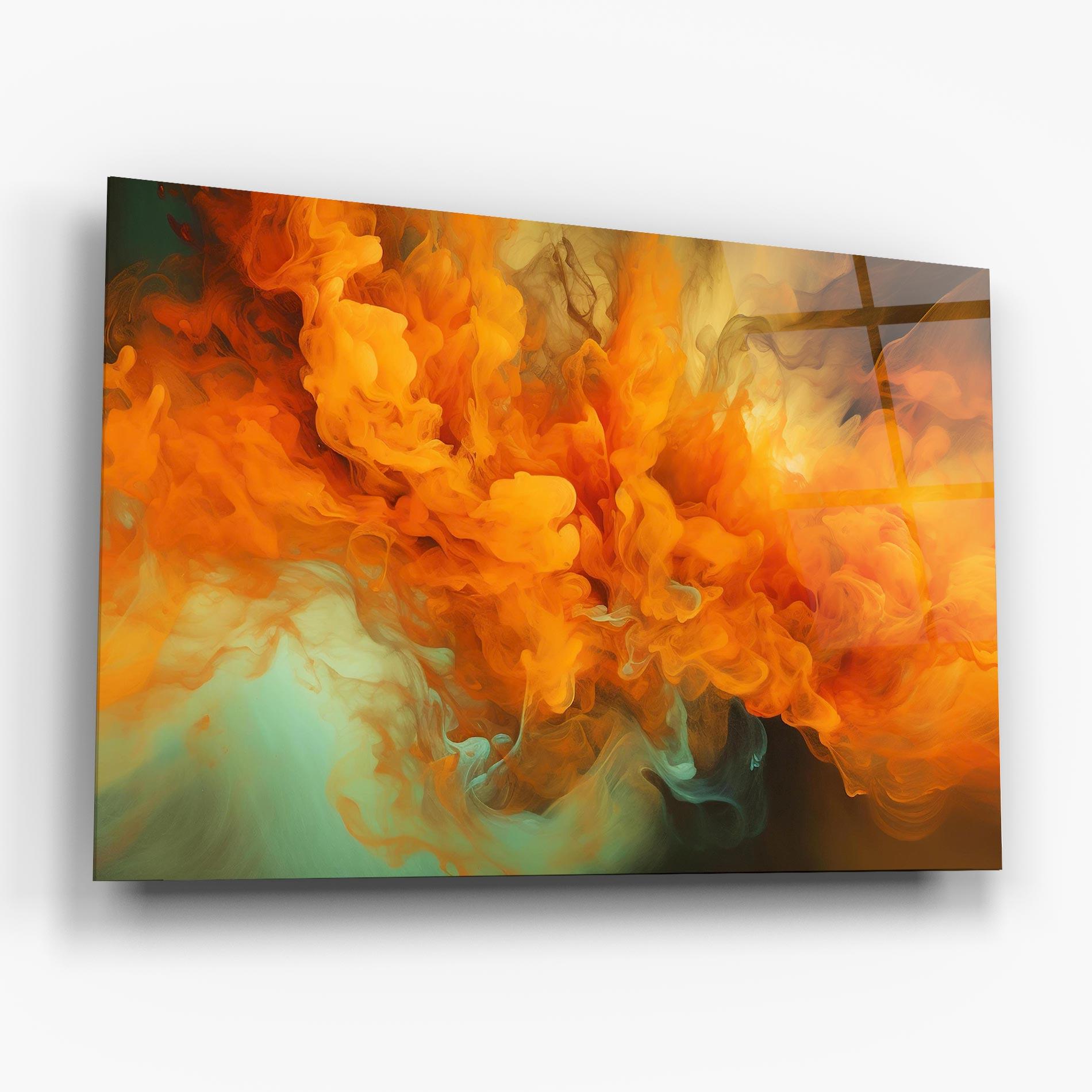 Glasbild Orange Fire Smoke mockup 6