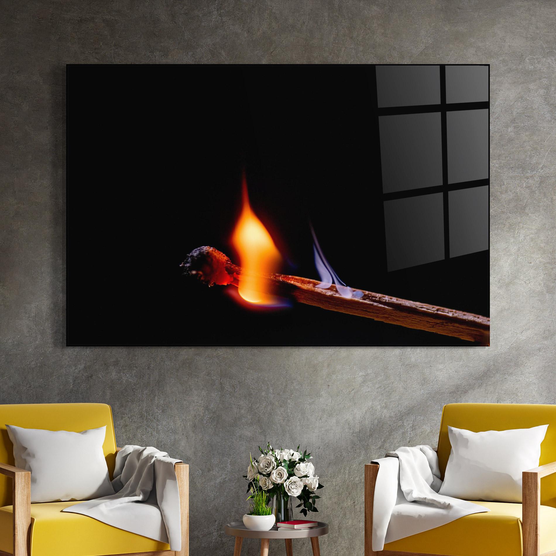 Glasbild Burning Matchsticks mockup 4