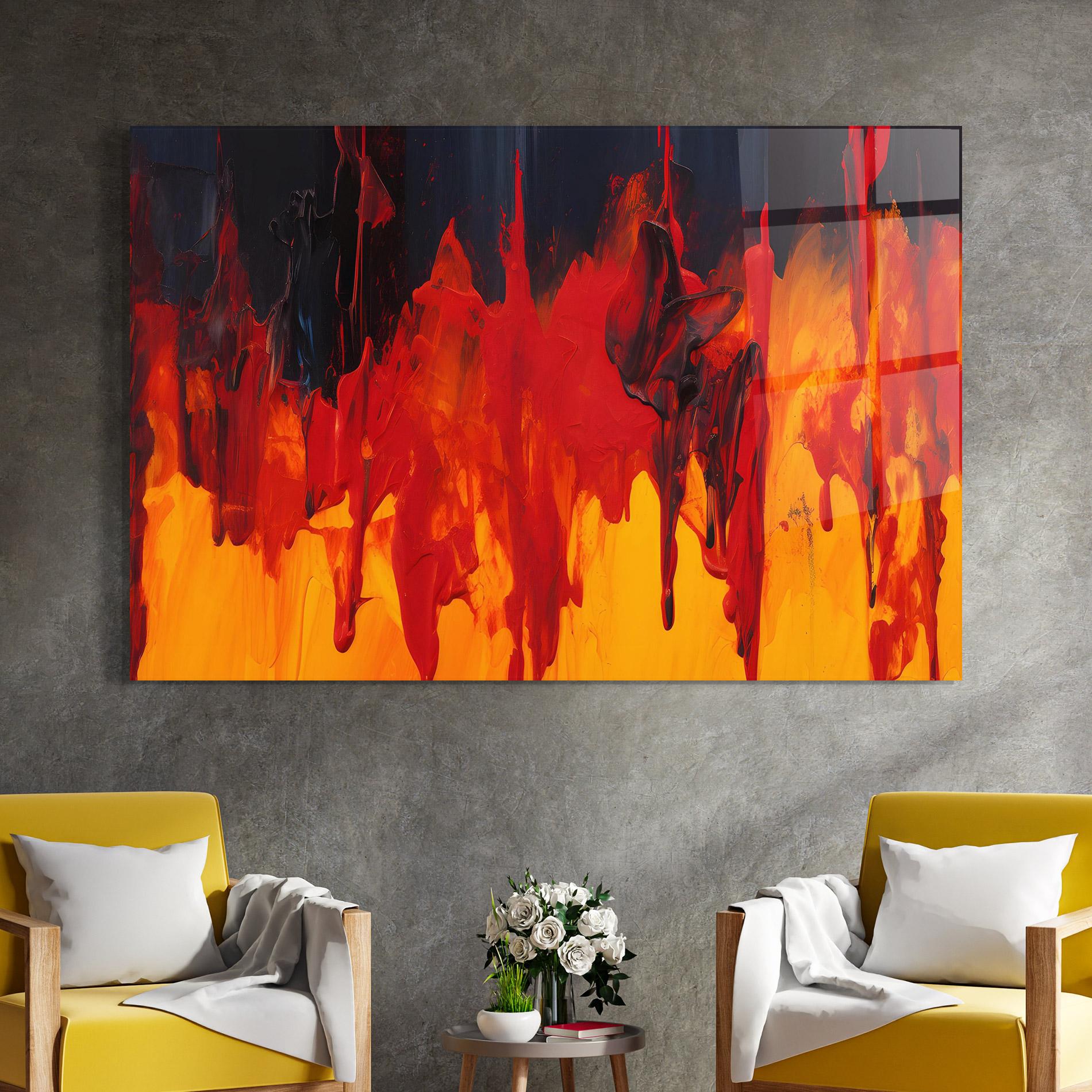 Glasbild Colorful Fire Art mockup 4