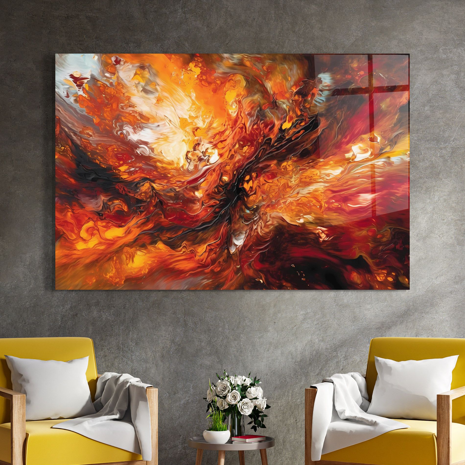 Fiery Red Orange Art mockup 4