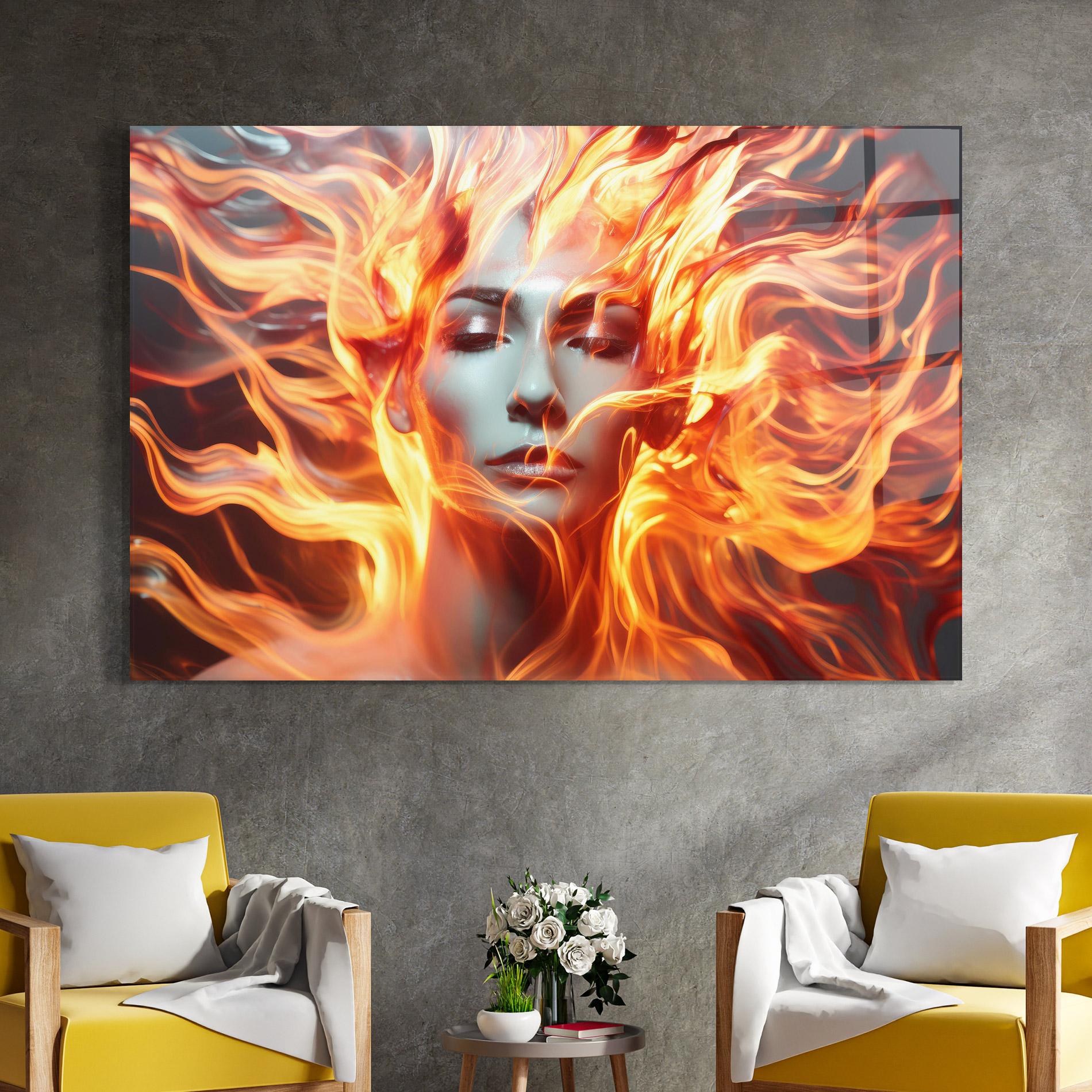 Glasbild Fire Hair mockup 4