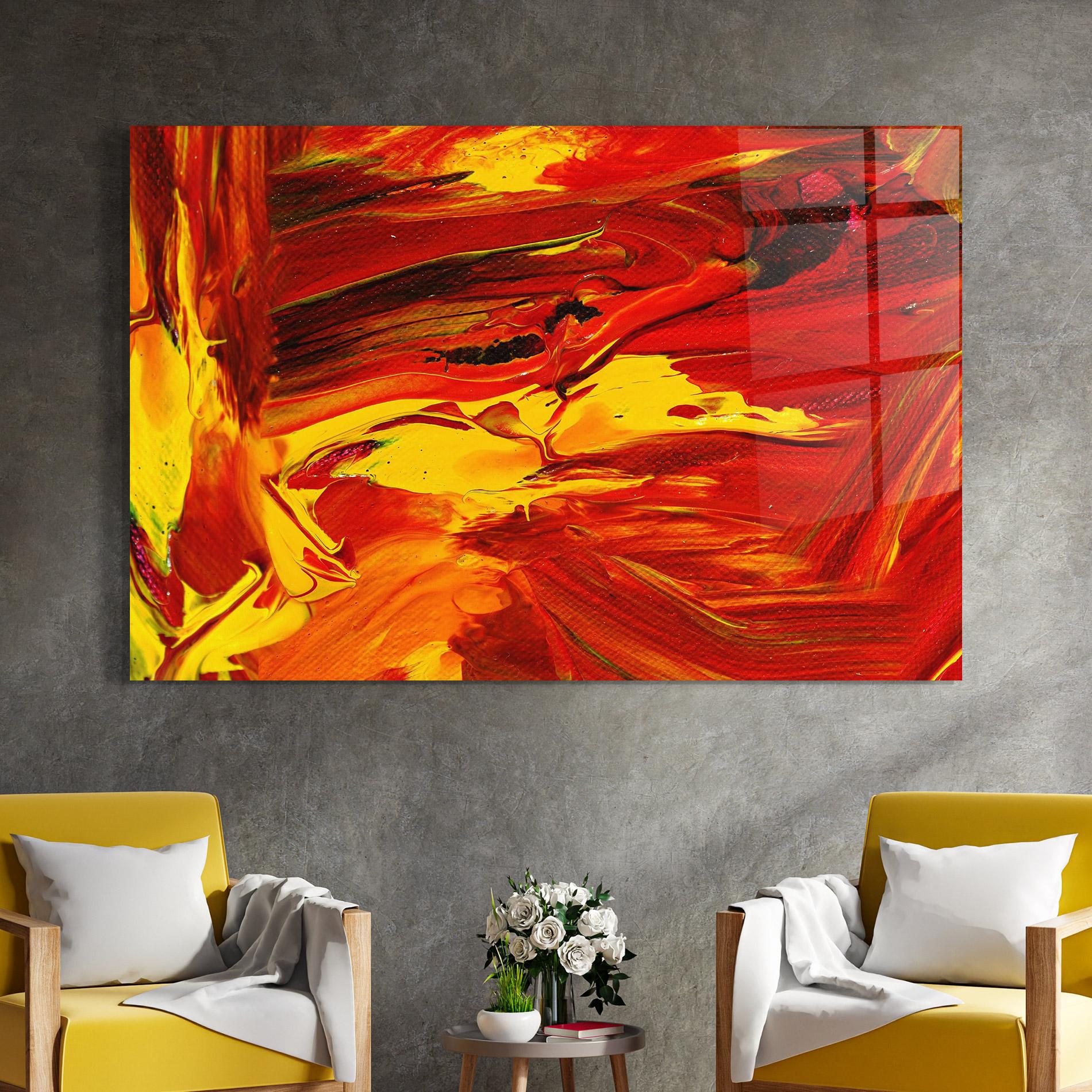 Glasbild Fire Painting mockup 4