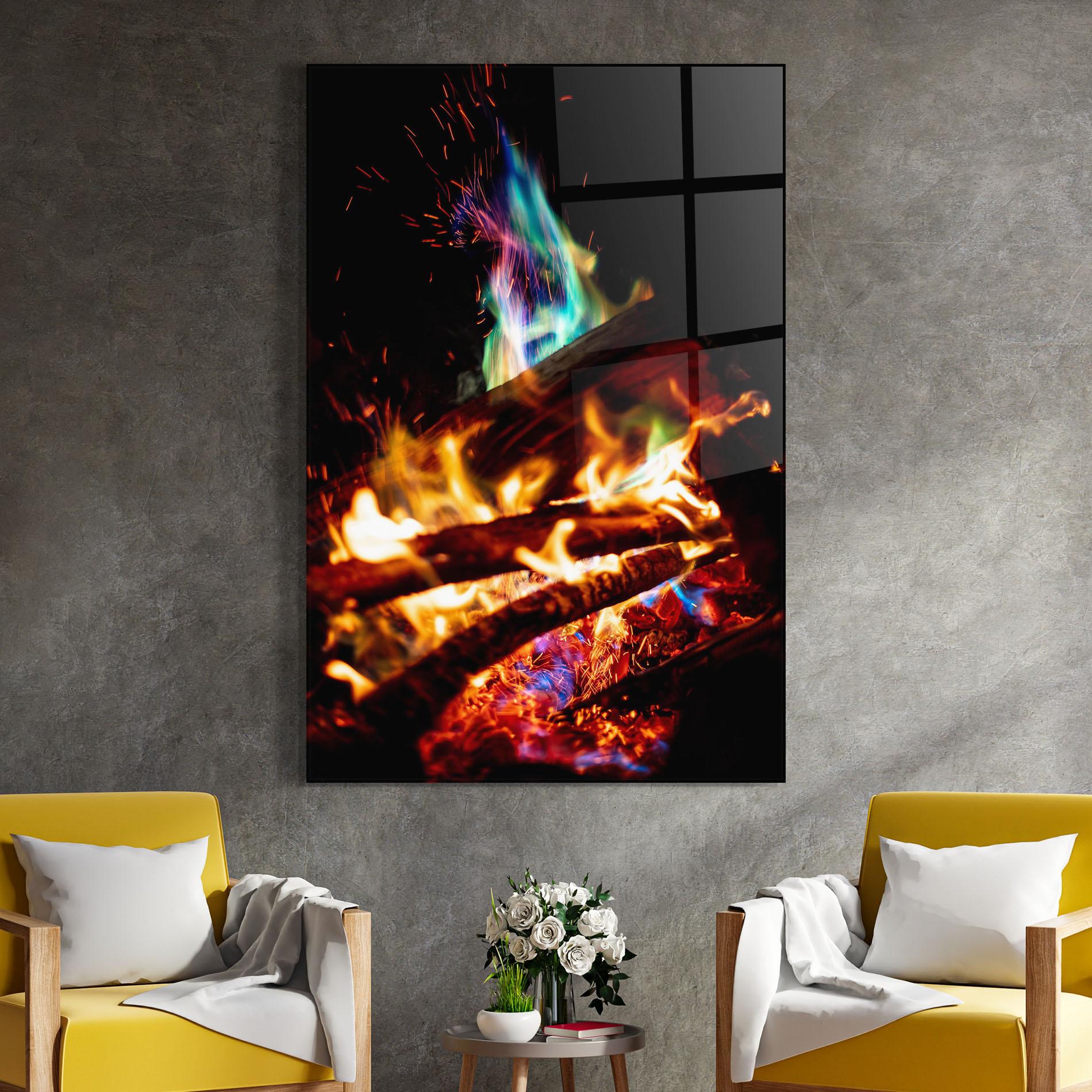 Glasbild Blue Green Fire mockup 4