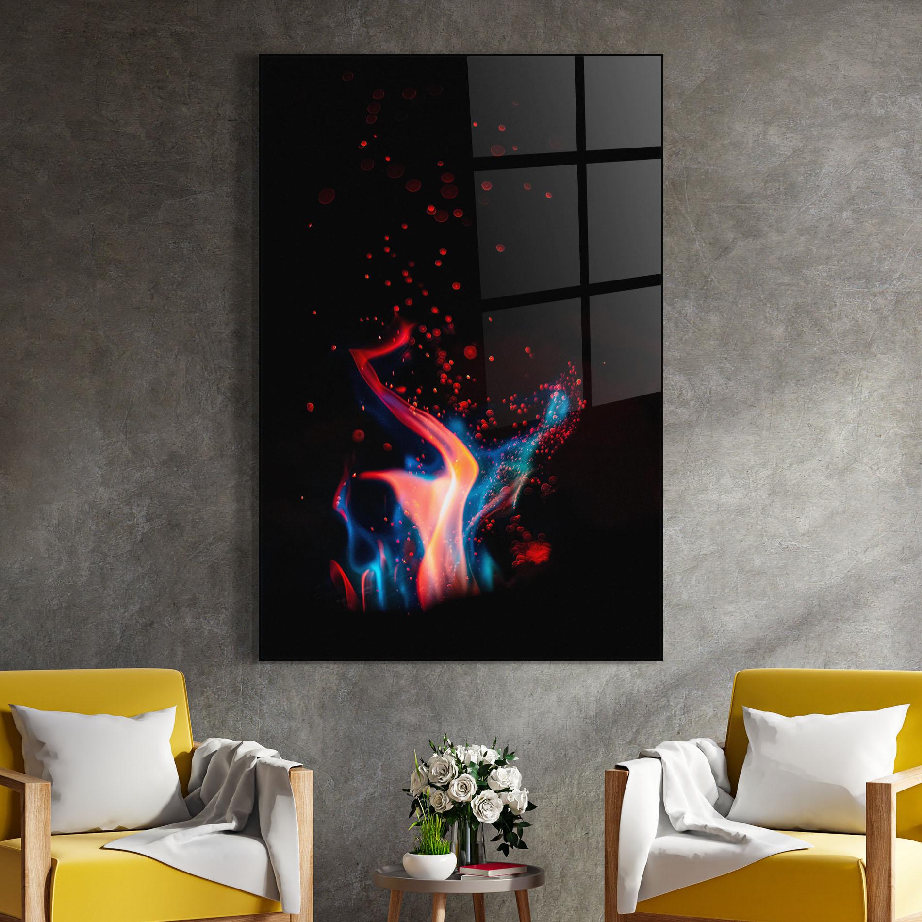 Glasbild Blue Pink Fire mockup 4