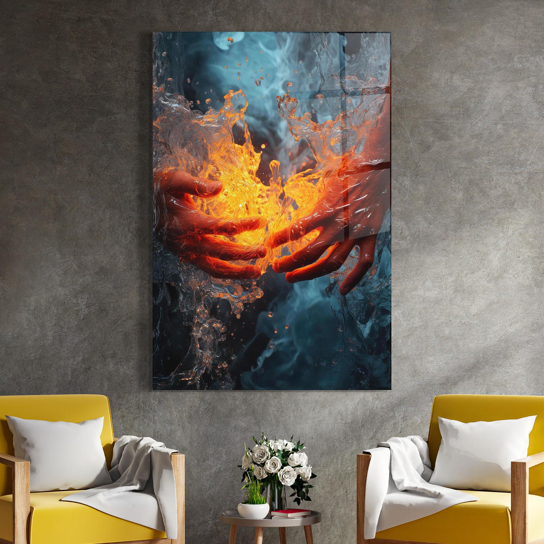 Glasbild Fire Water mockup 4