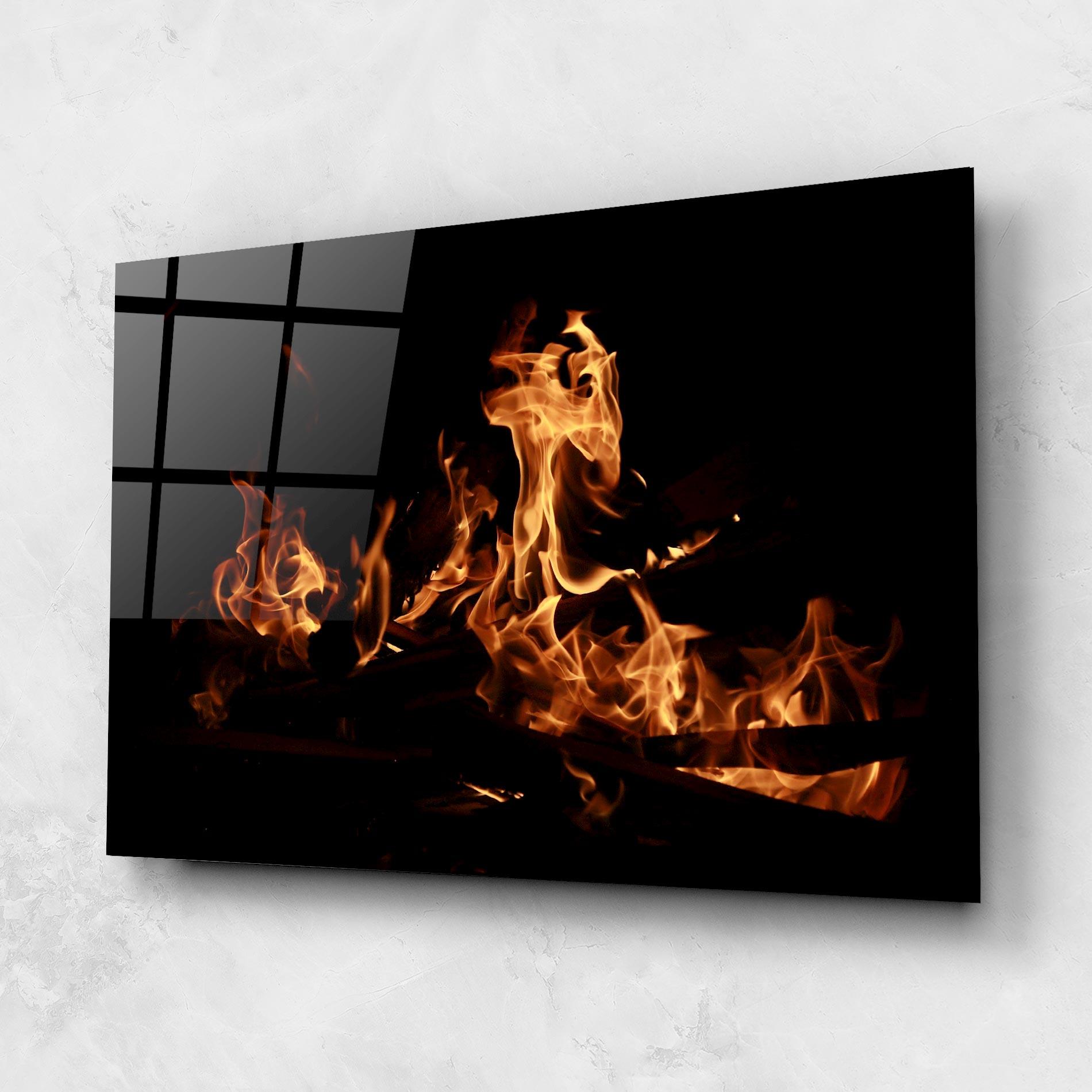 Glasbild Fire On Black mockup 1