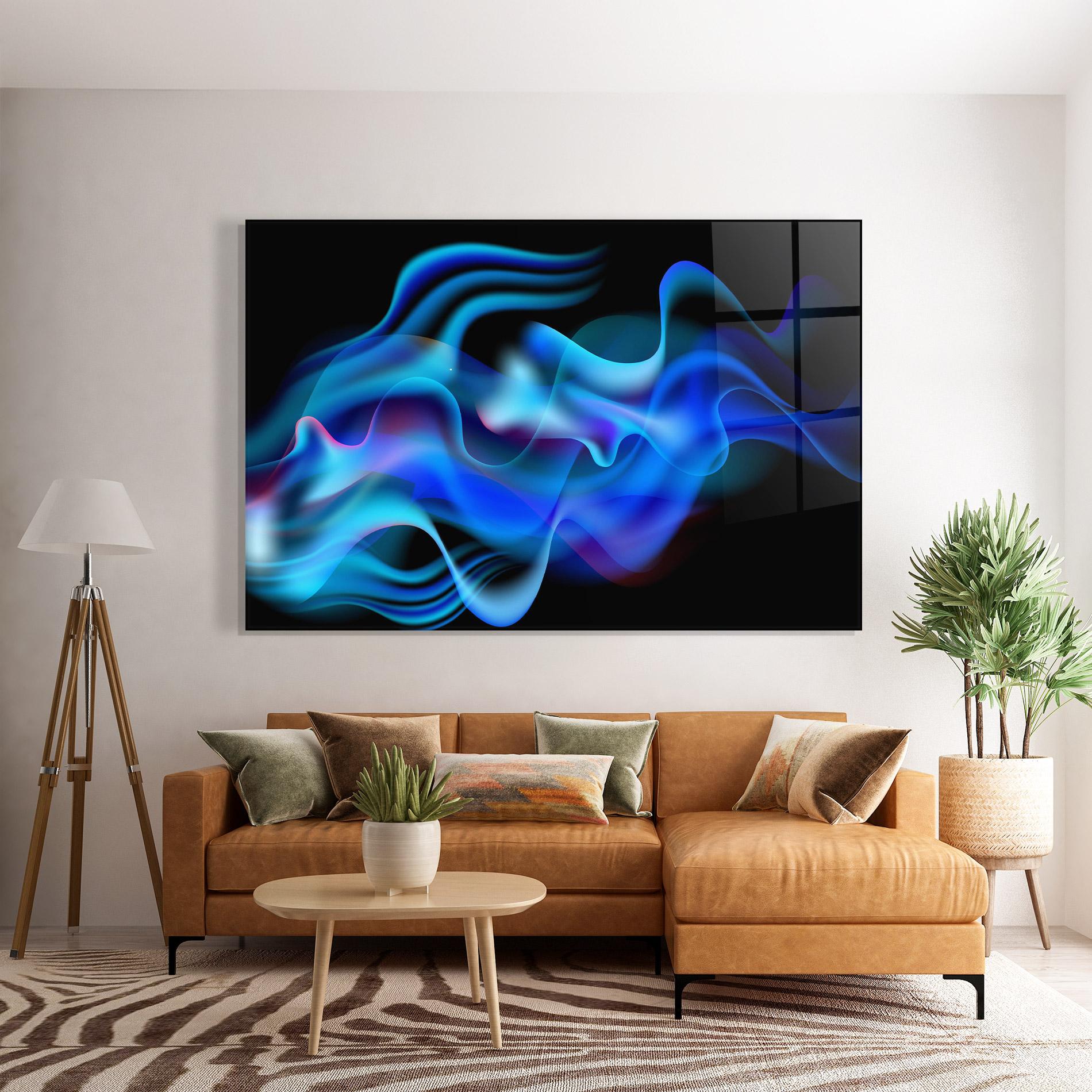 Glasbild Blue Fire mockup 7