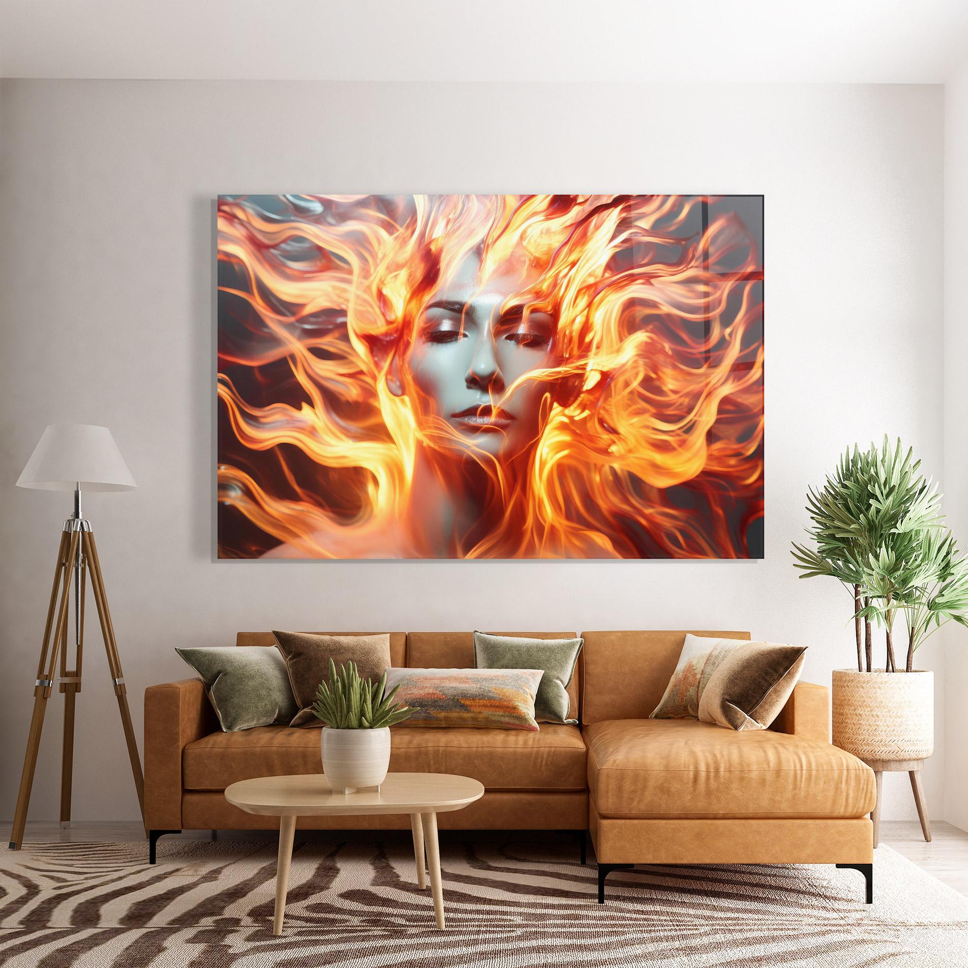 Glasbild Fire Hair mockup 7