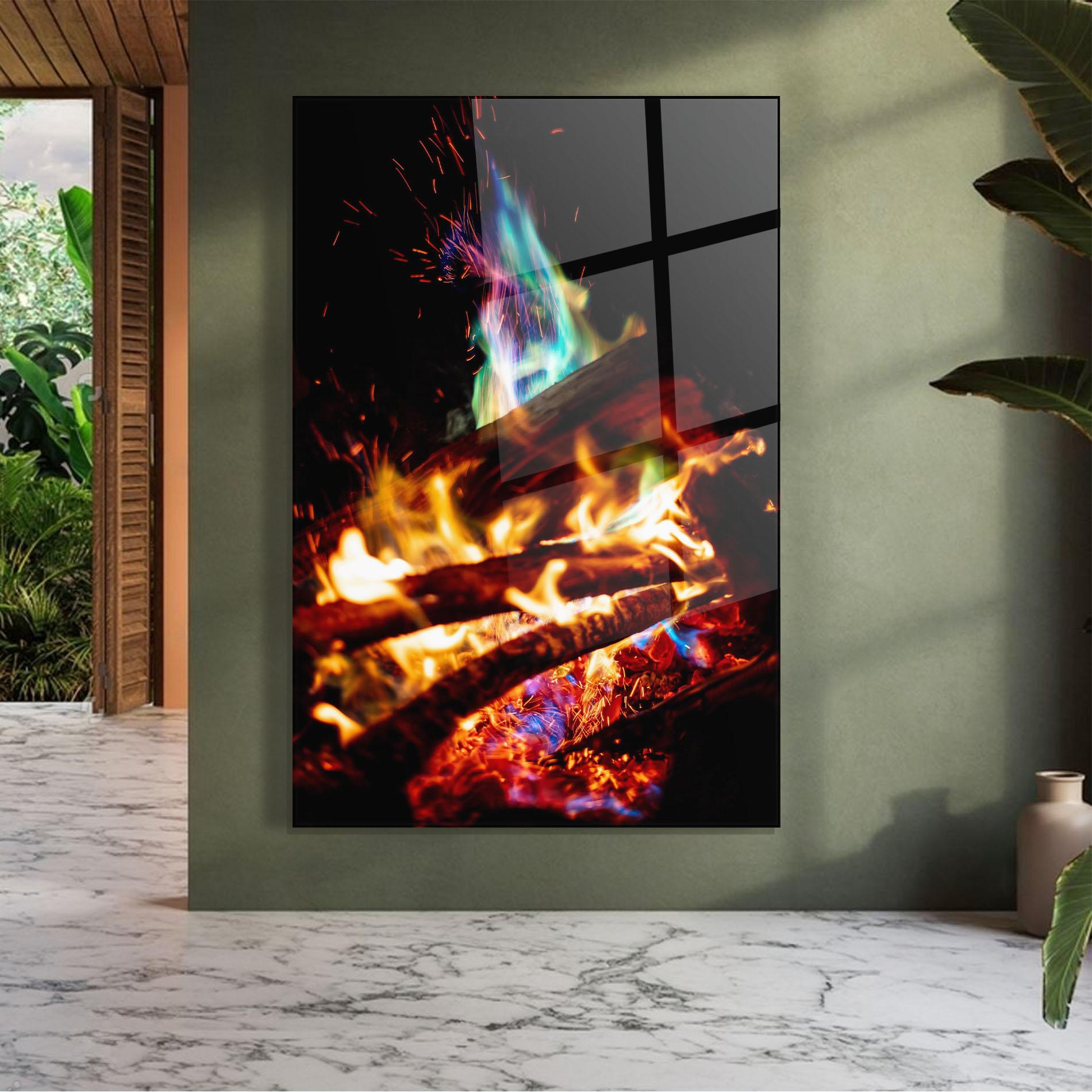 Glasbild Blue Green Fire mockup 7