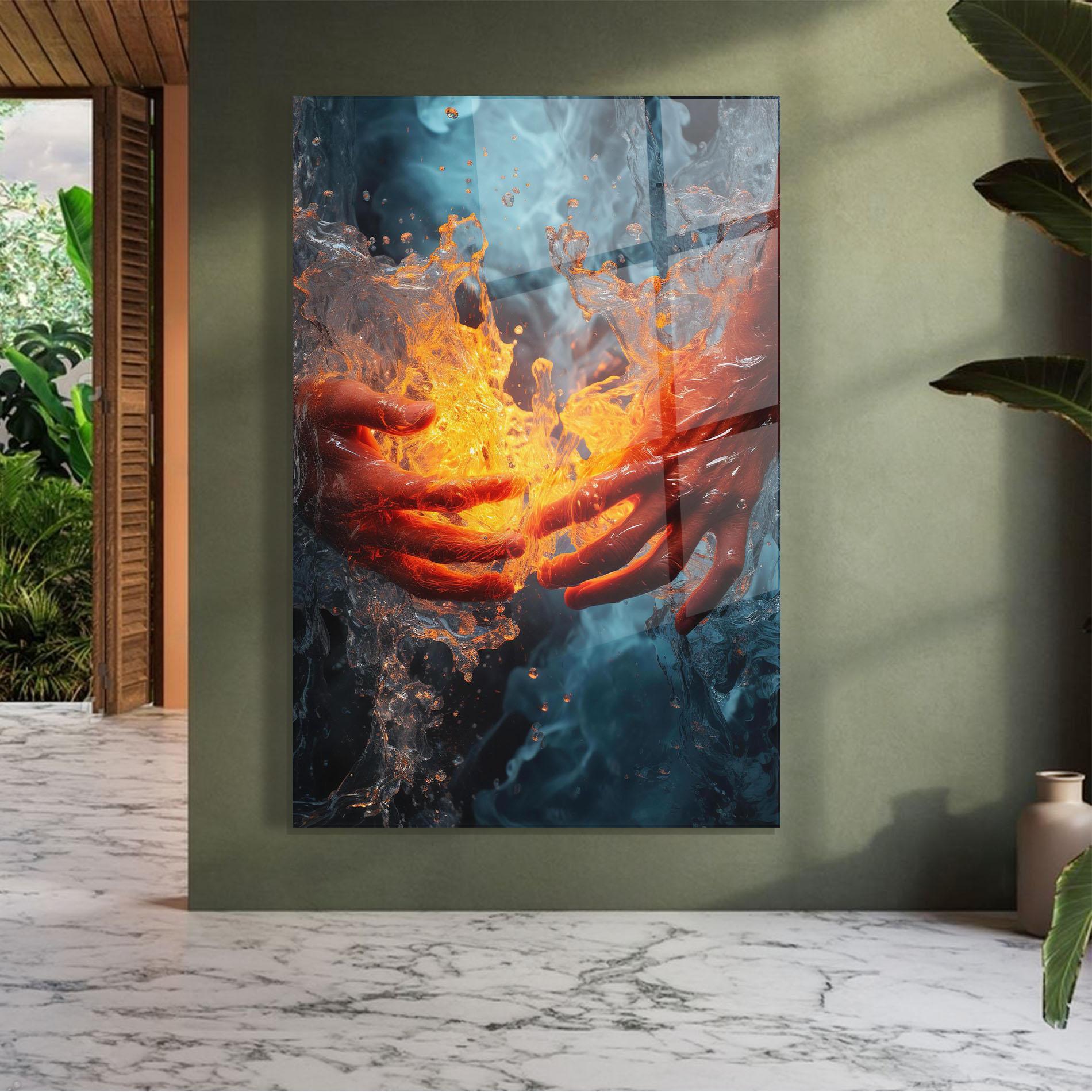 Glasbild Fire Water mockup 7