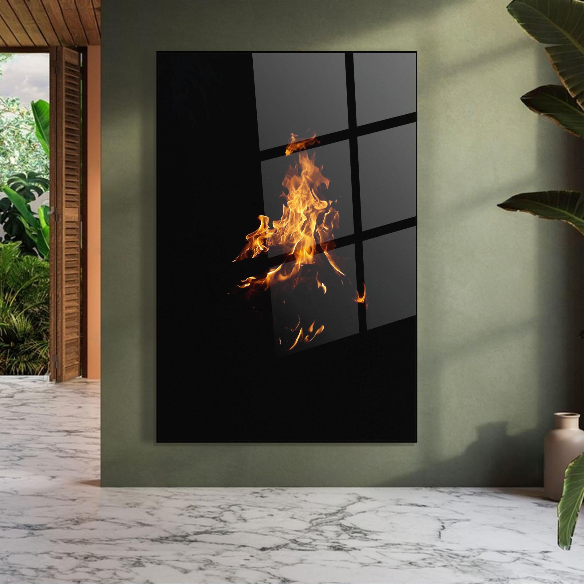 Glasbild Shadow Fire mockup 7