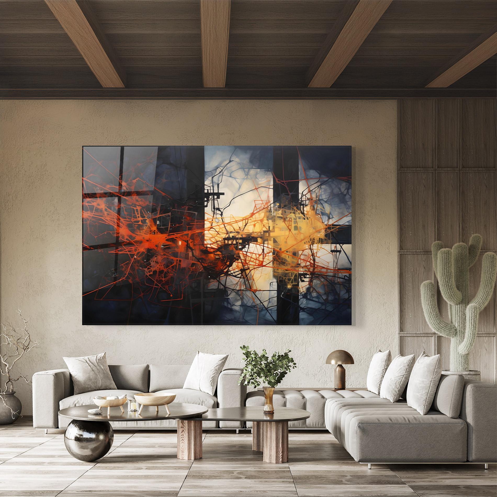Glasbild Abstract Fire Style mockup 8