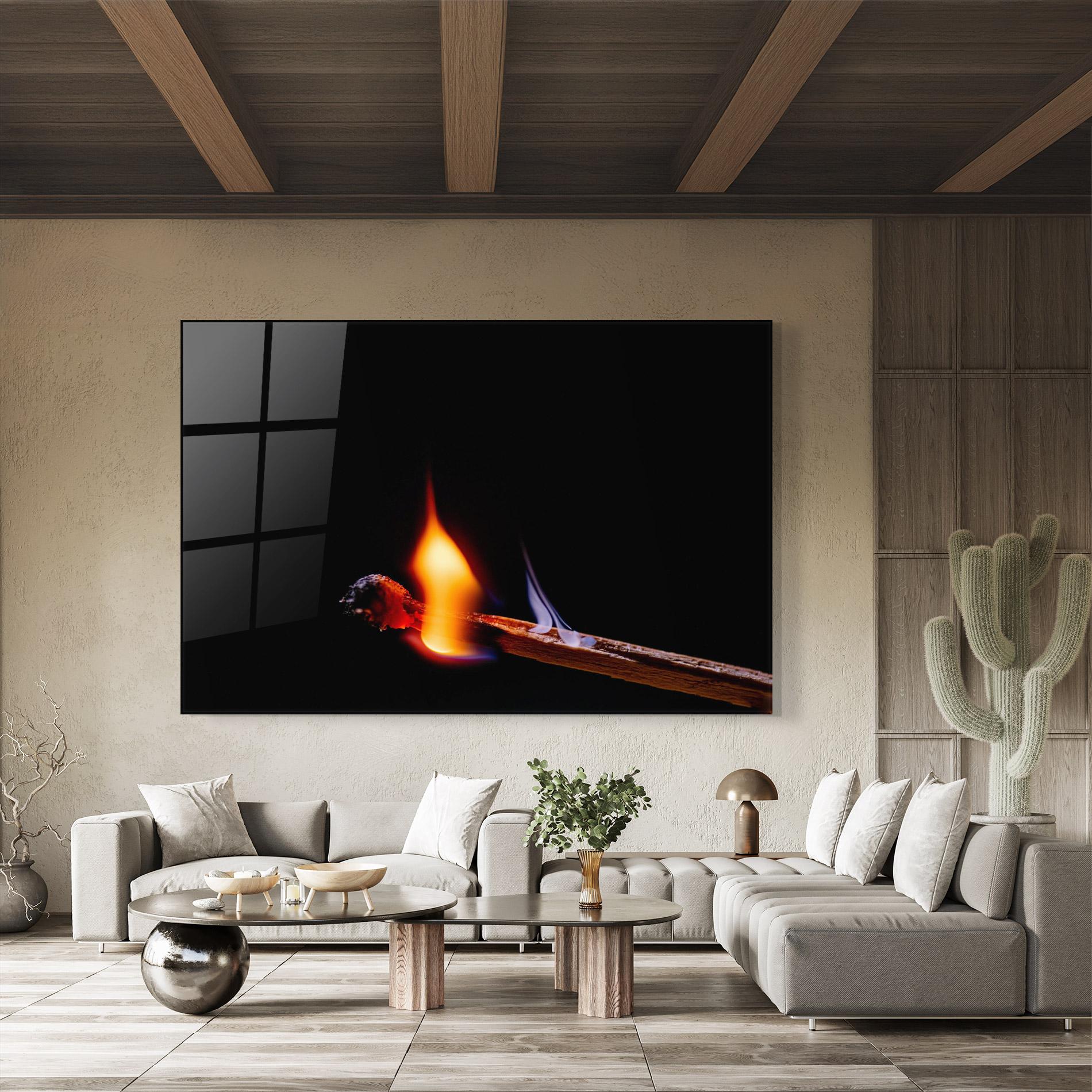 Glasbild Burning Matchsticks mockup 8