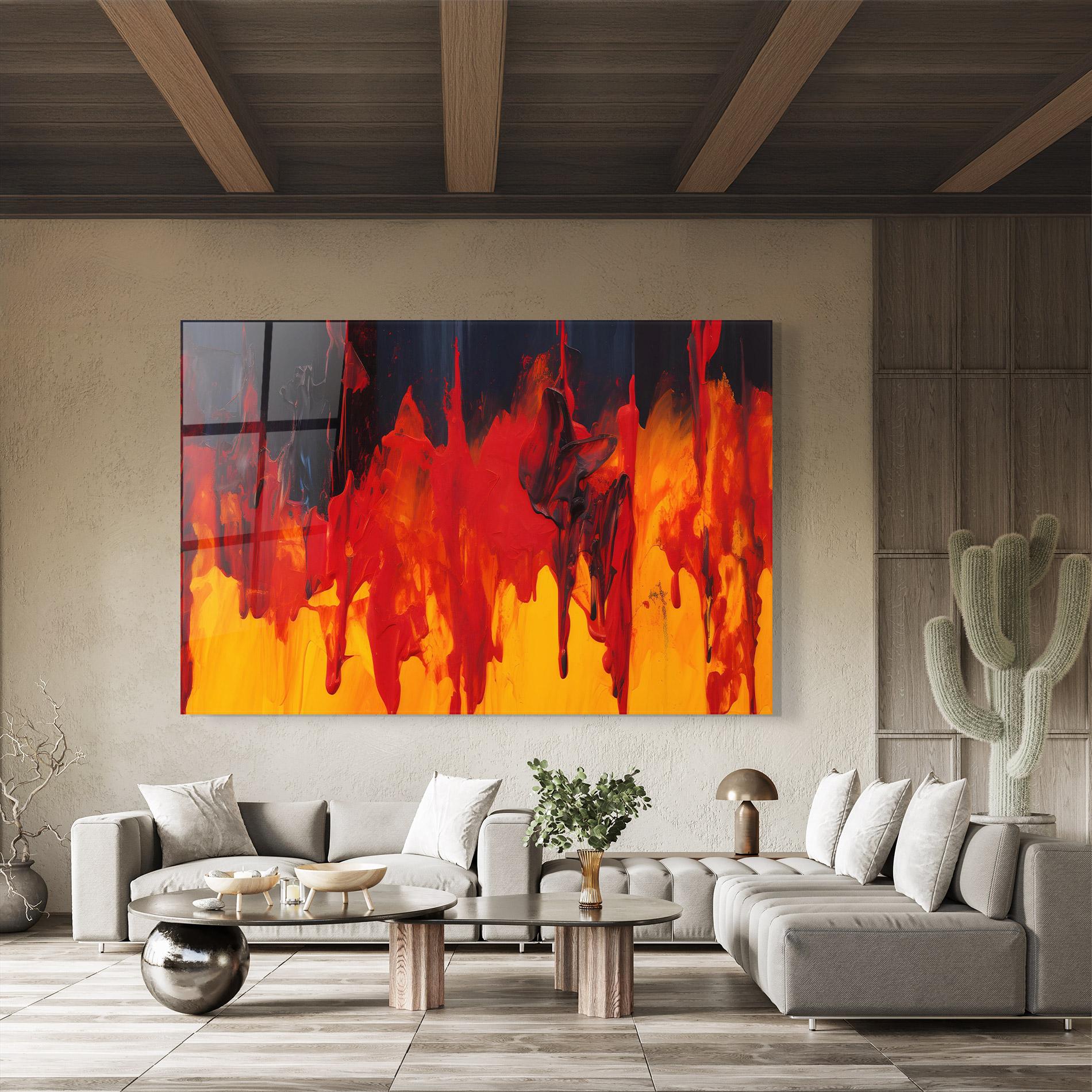 Glasbild Colorful Fire Art mockup 8
