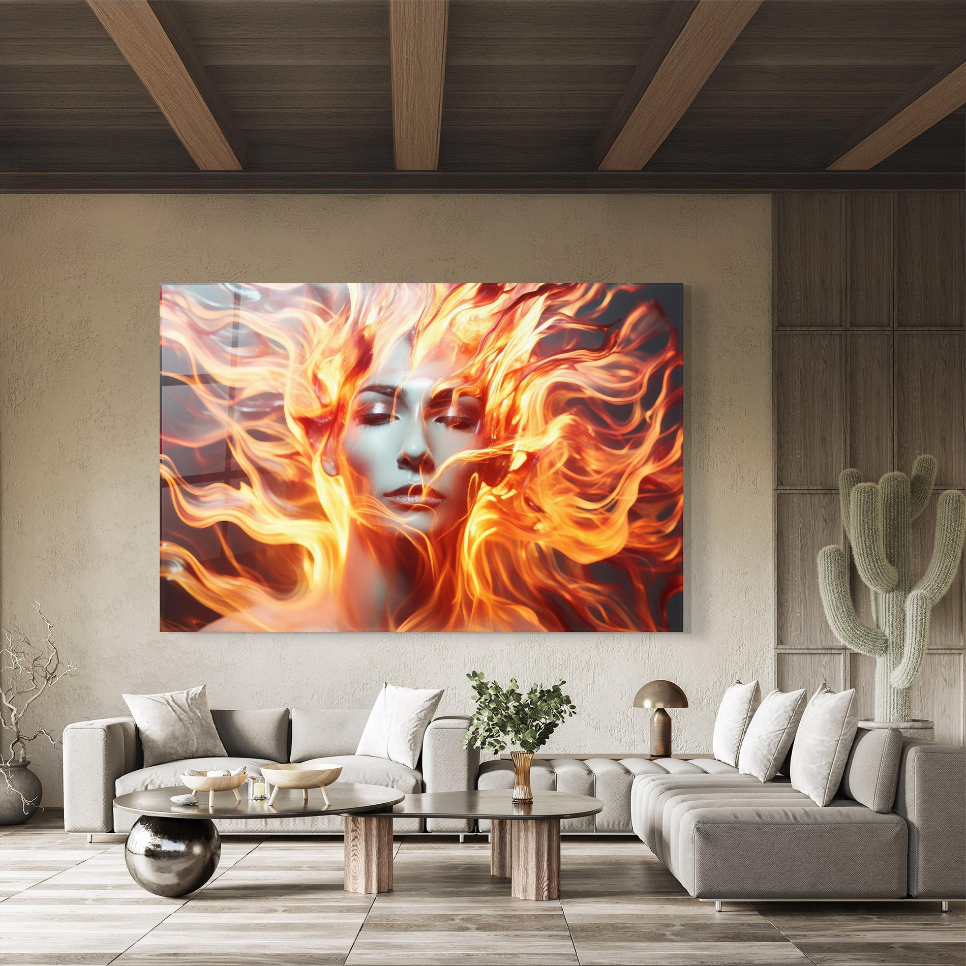 Glasbild Fire Hair mockup 8