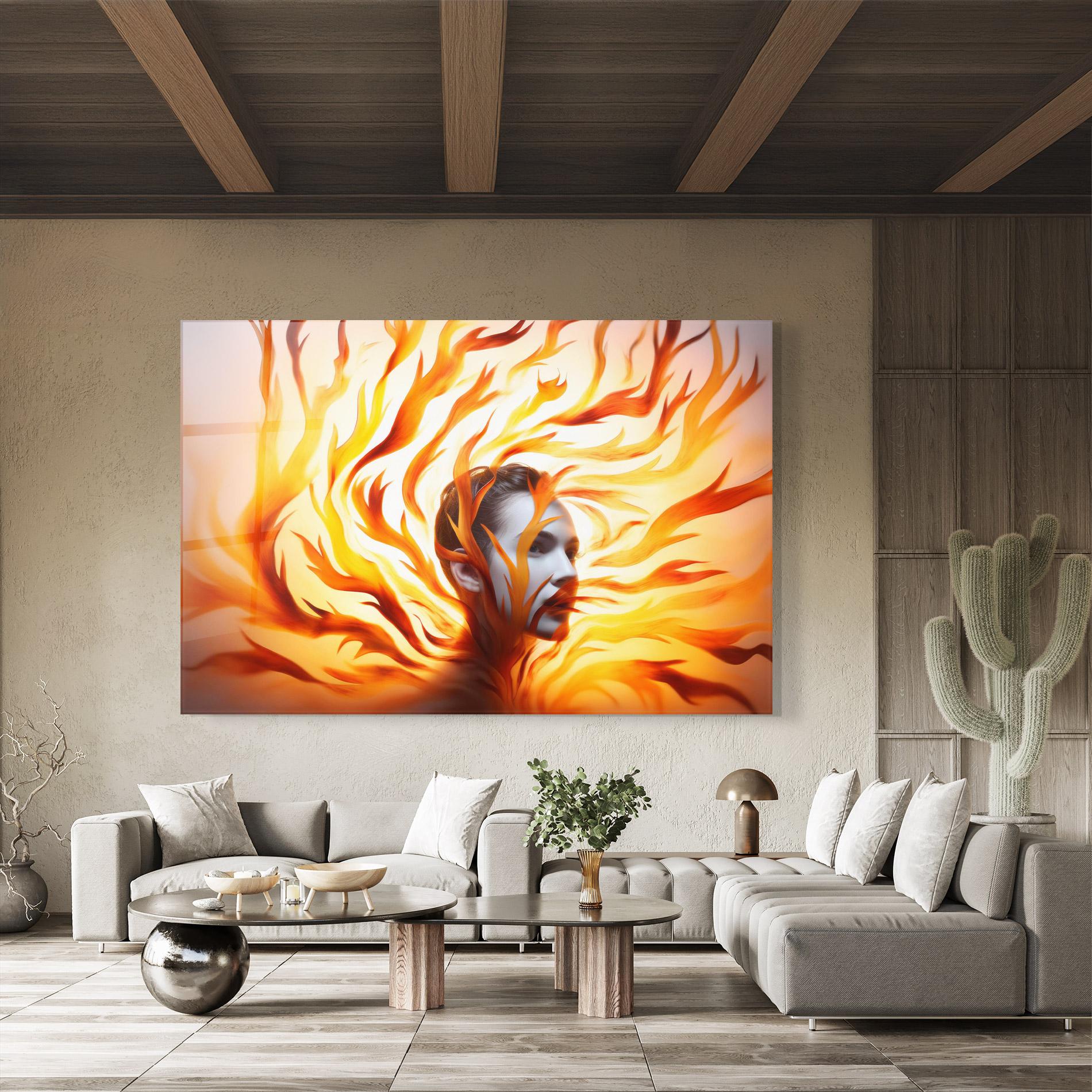 Glasbild Fire Woman mockup 8