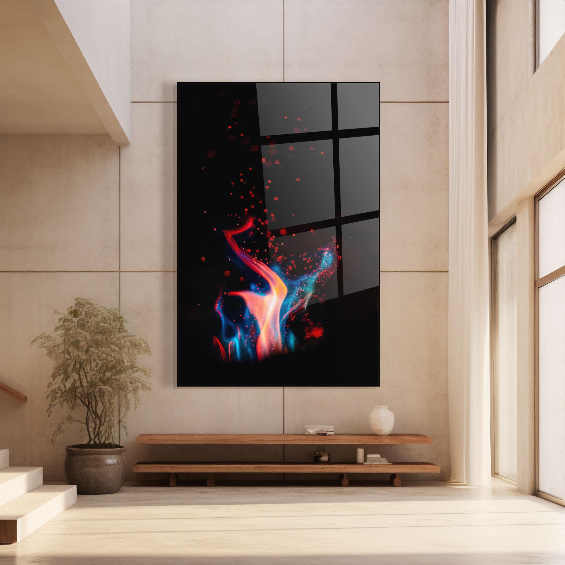 Glasbild Blue Pink Fire mockup 8