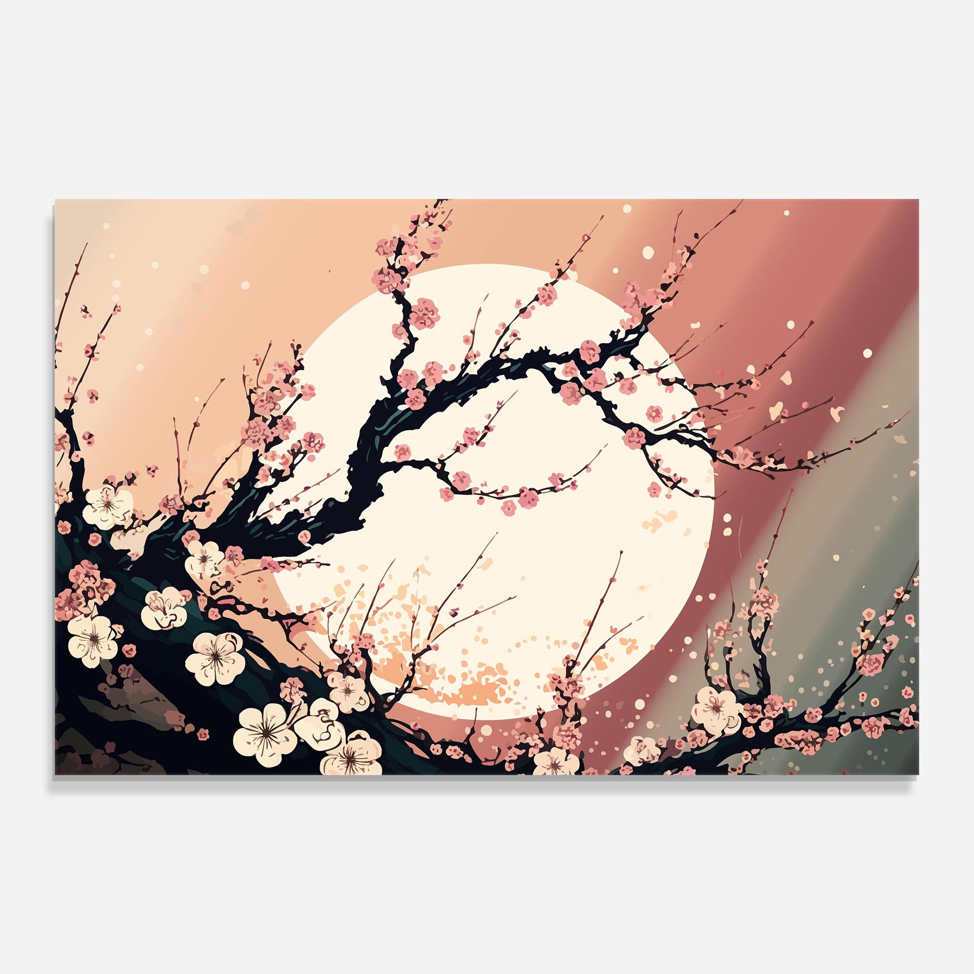 Glasbild Blossom Full Moon mockup 0