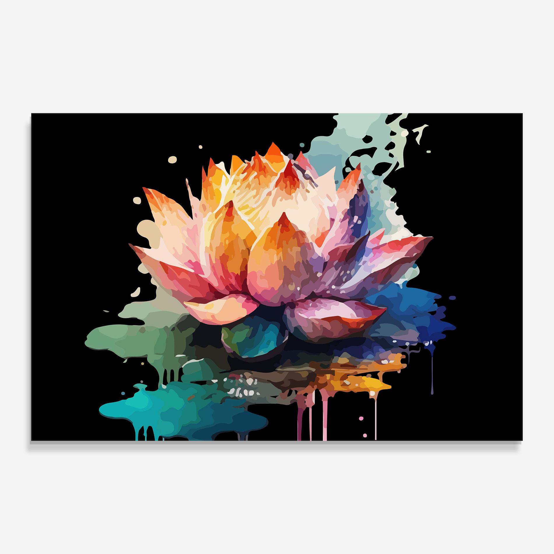 Glasbild Colorful Lotus mockup 0