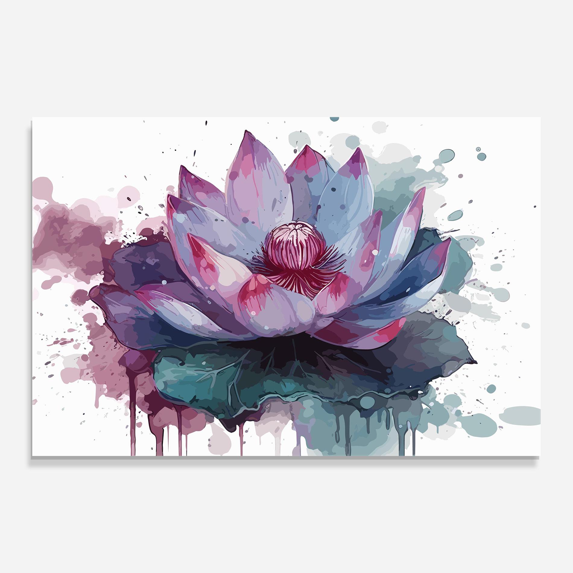 Glasbild Green Purple Lotus mockup 0