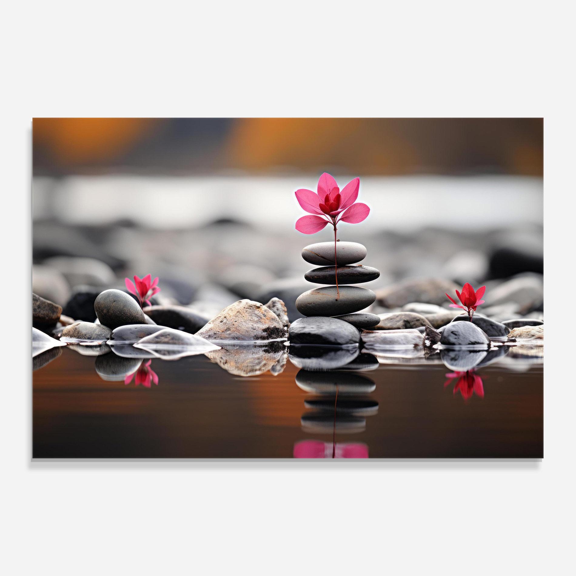 Glasbild Grey Rocks Flower mockup 0