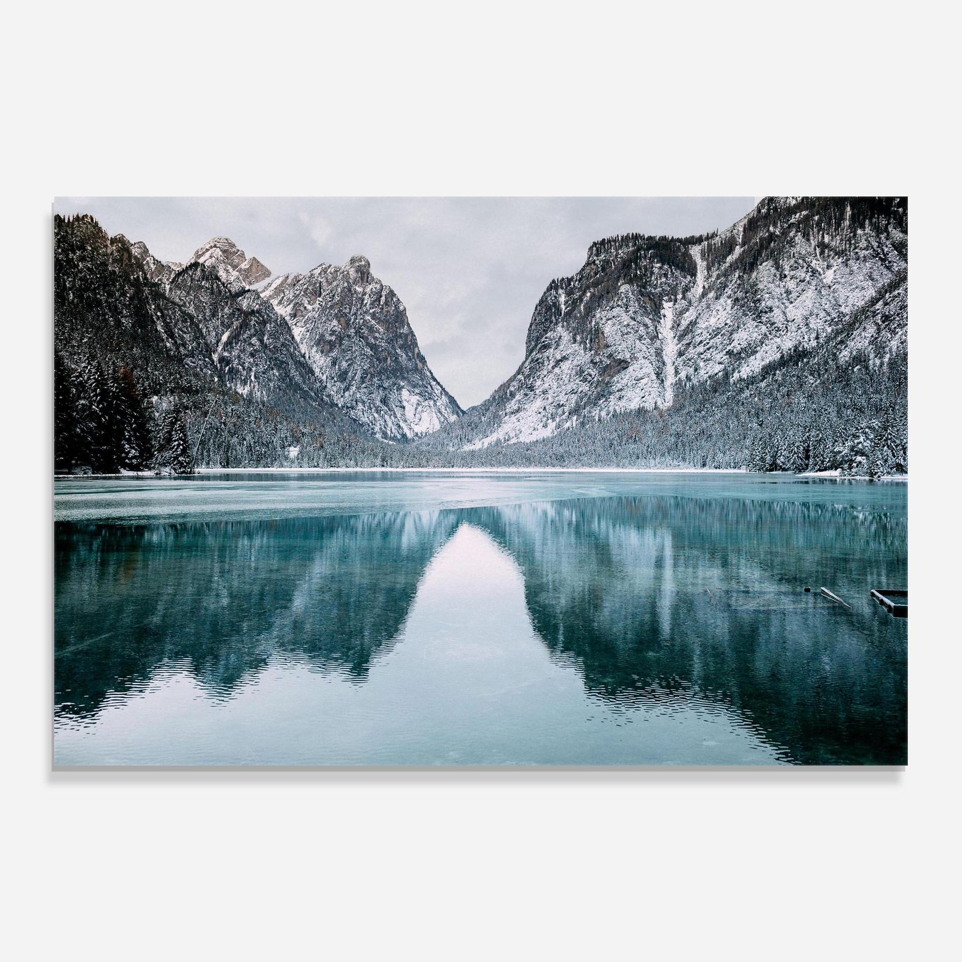 Glasbild Lake Reflection Mountain mockup 0