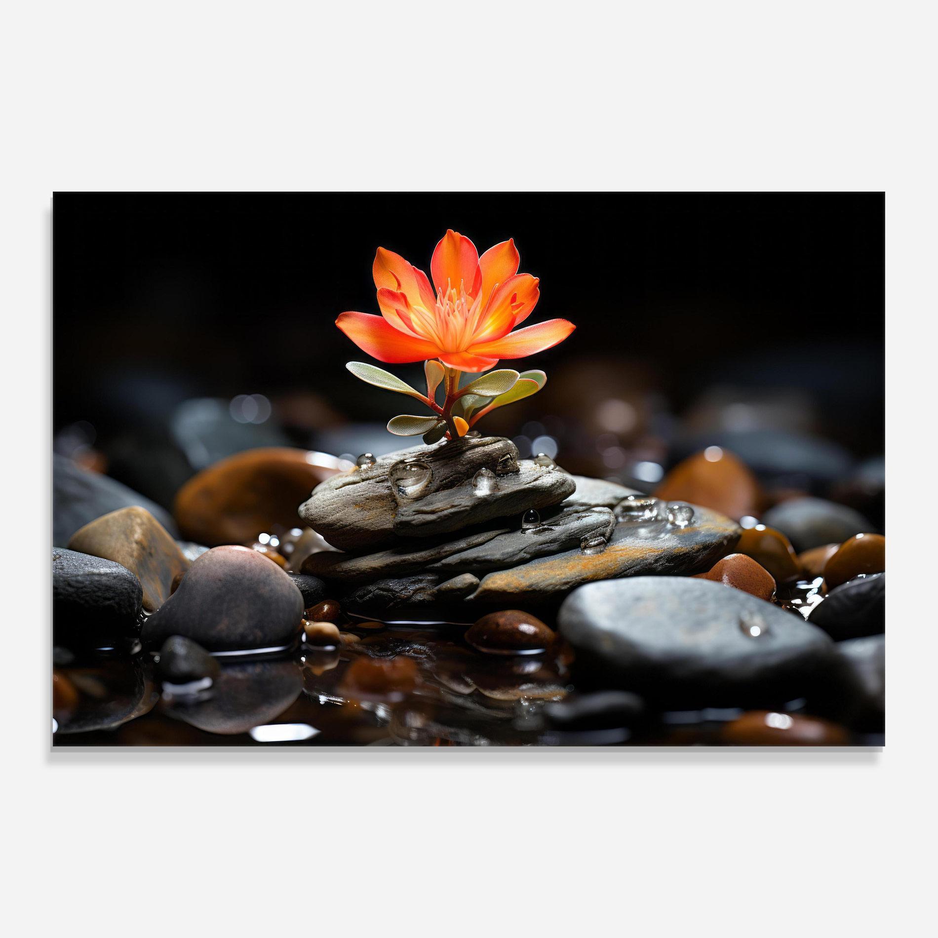 Glasbild Orange Flower Stone mockup 0