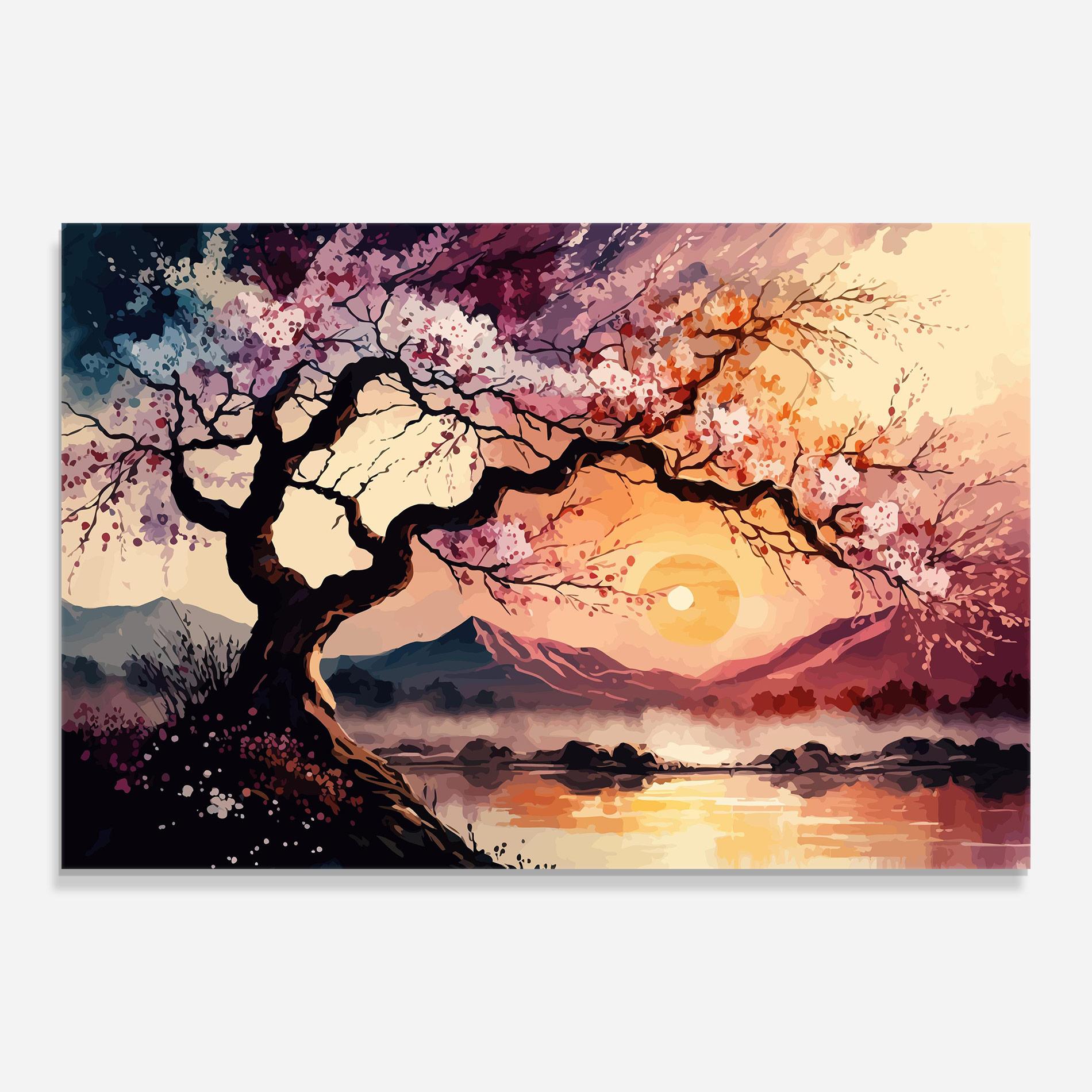 Glasbild Pink Tree Nature mockup 0