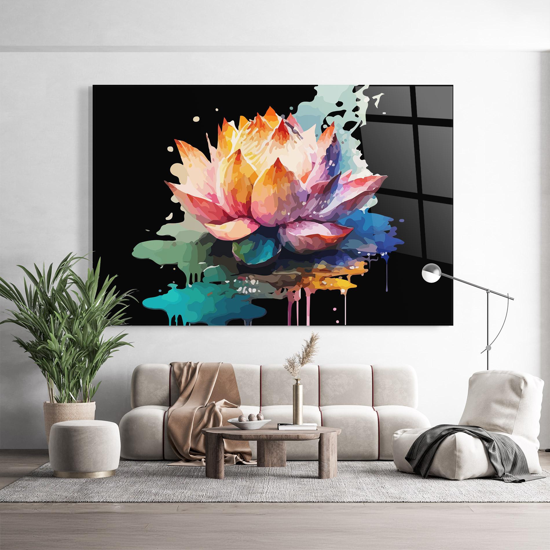 Glasbild Colorful Lotus mockup 9