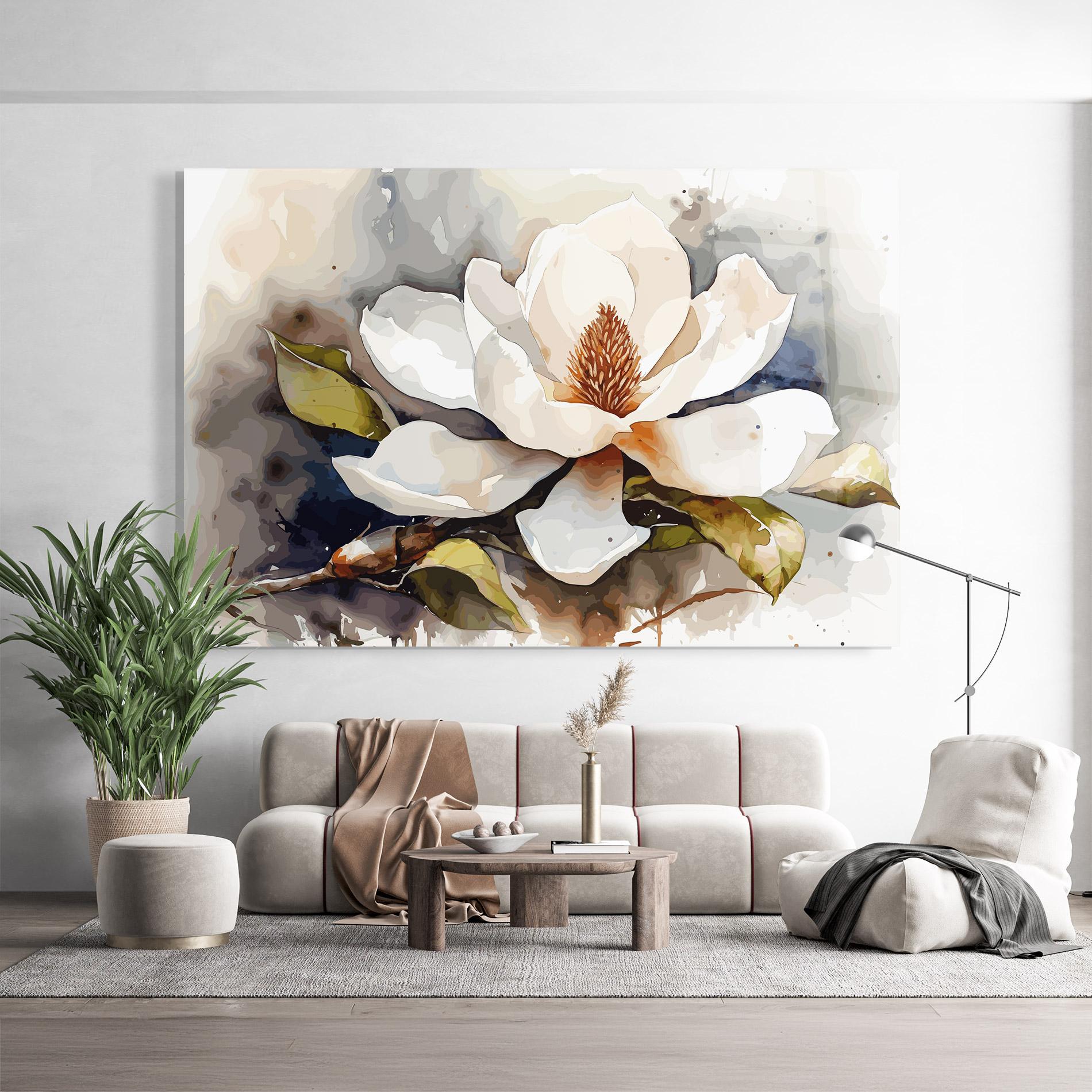 Glasbild Cream Nature Flower mockup 9