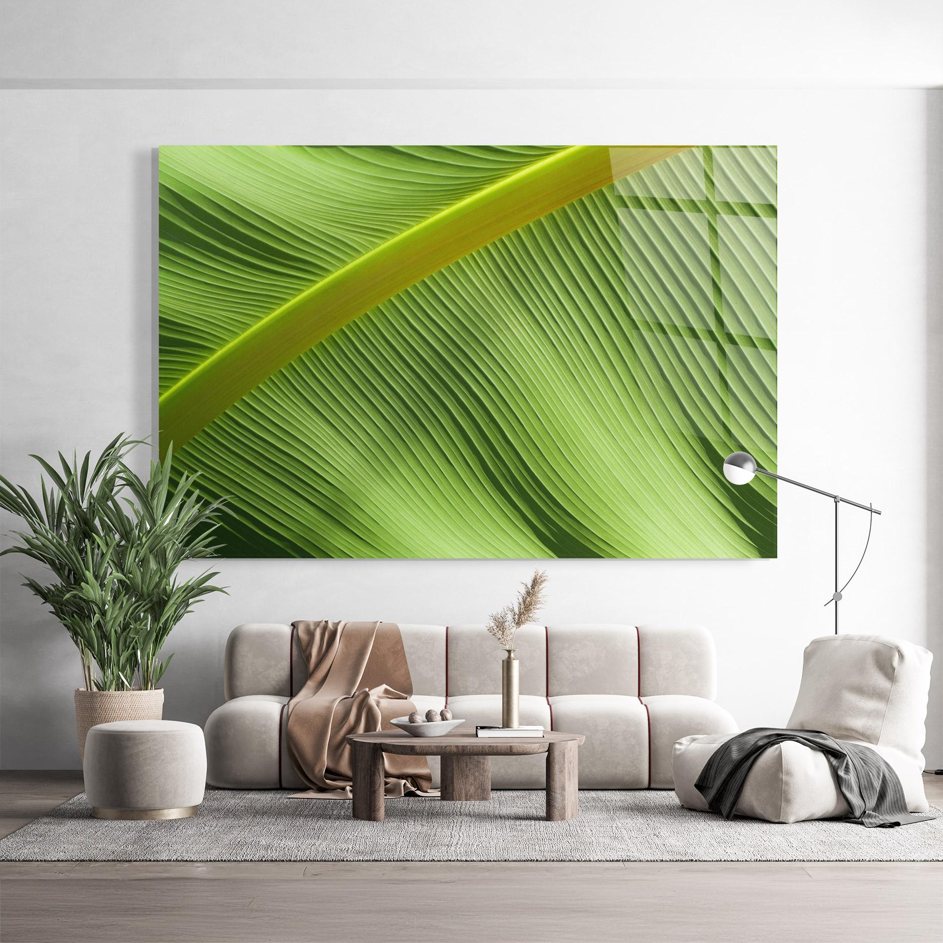 Glasbild Leaf Green Close Up mockup 9