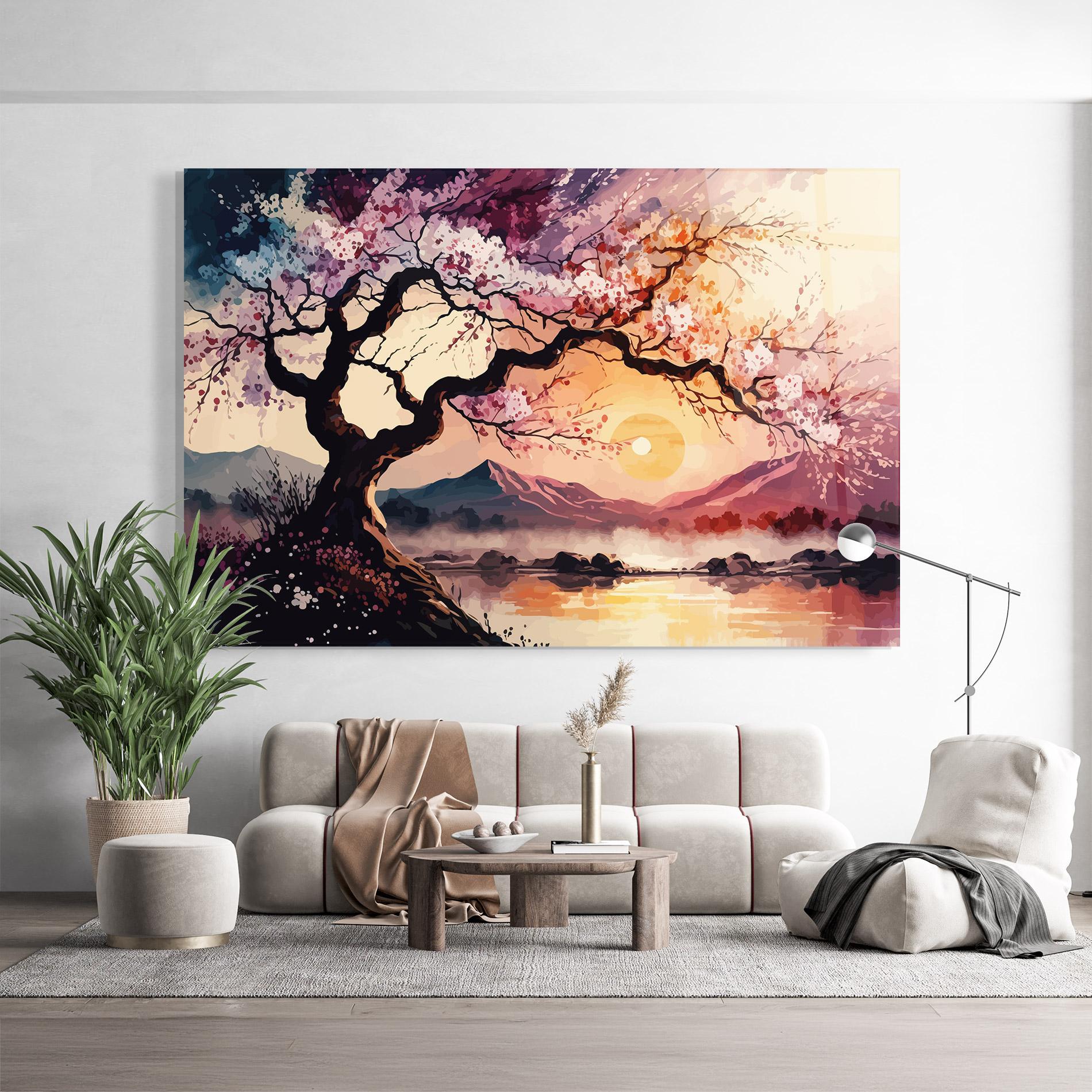 Glasbild Pink Tree Nature mockup 9