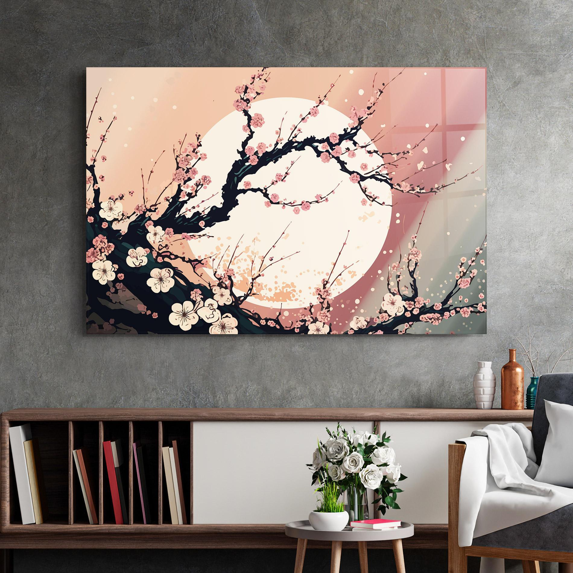 Glasbild Blossom Full Moon mockup 2