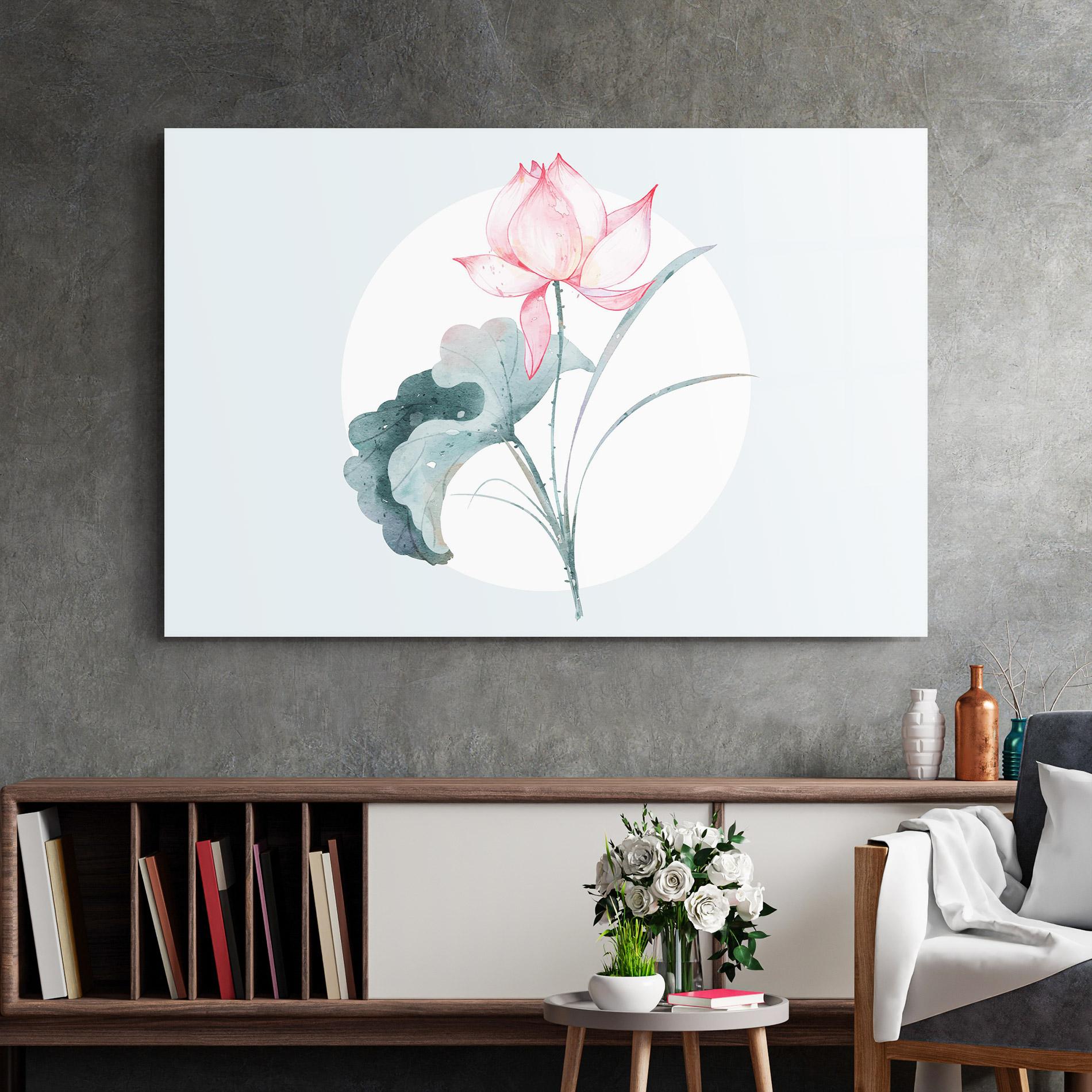 Glasbild Blue Pastel Flower mockup 2