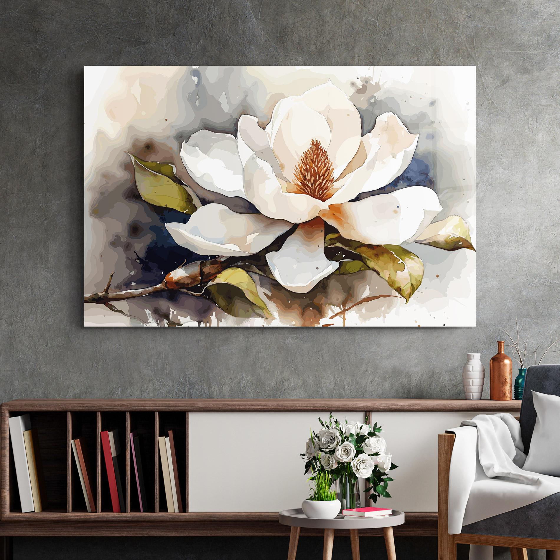 Glasbild Cream Nature Flower mockup 2