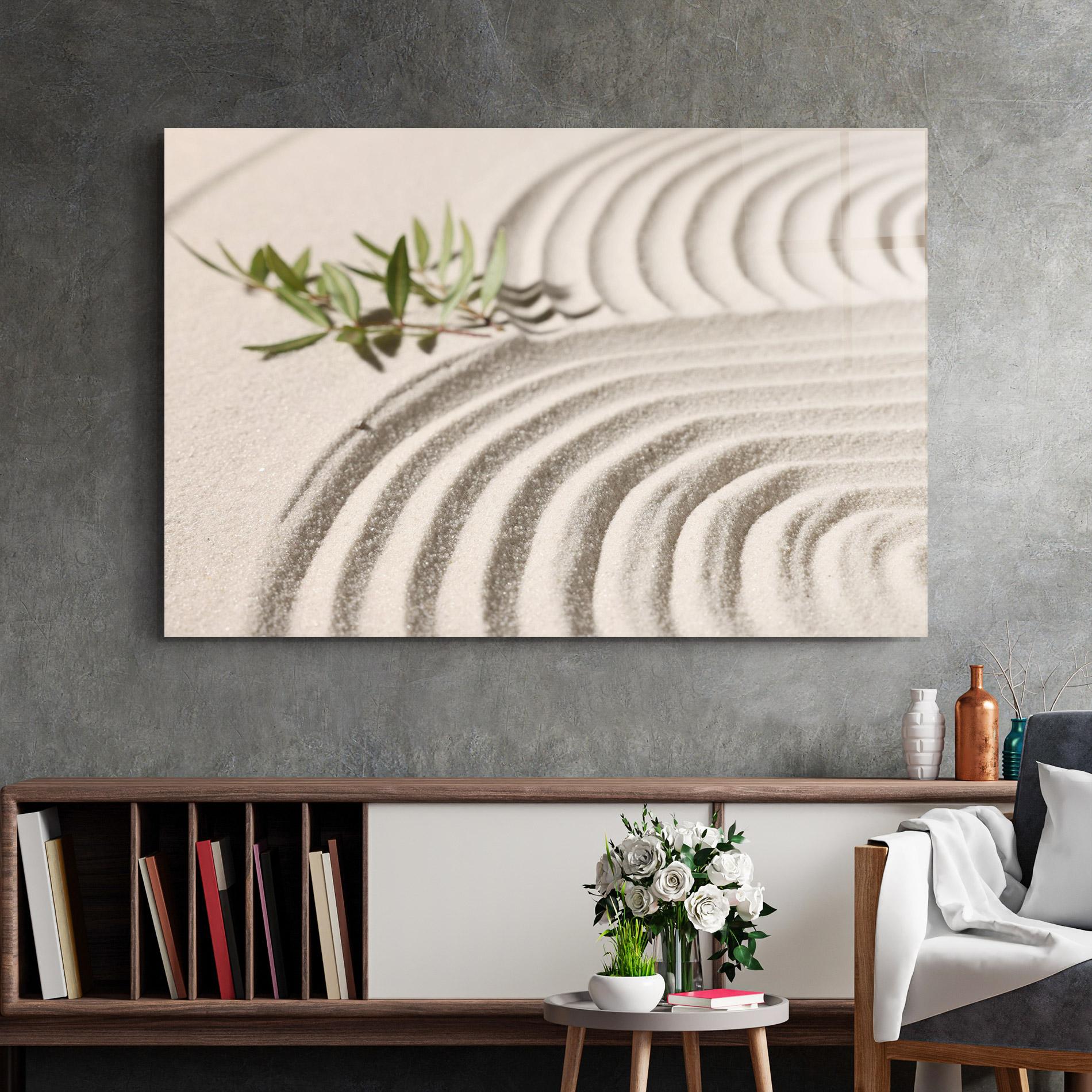 Glasbild Cream Zen Garden mockup 2