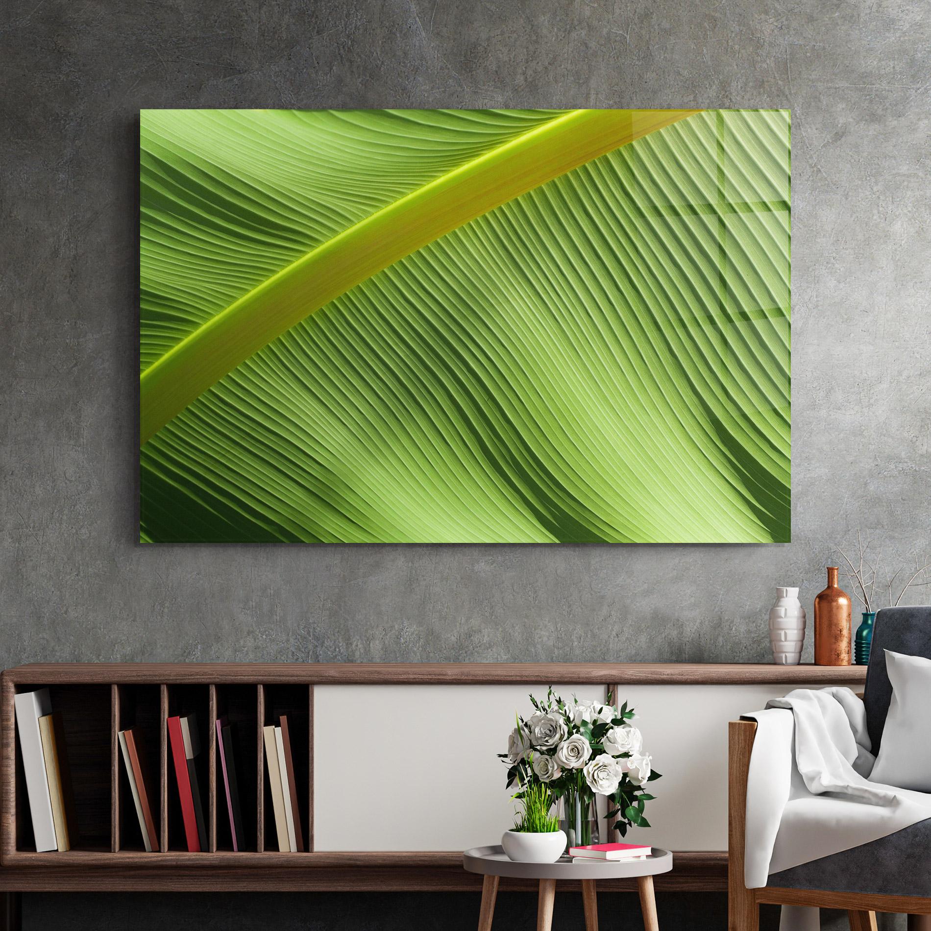 Glasbild Leaf Green Close Up mockup 2