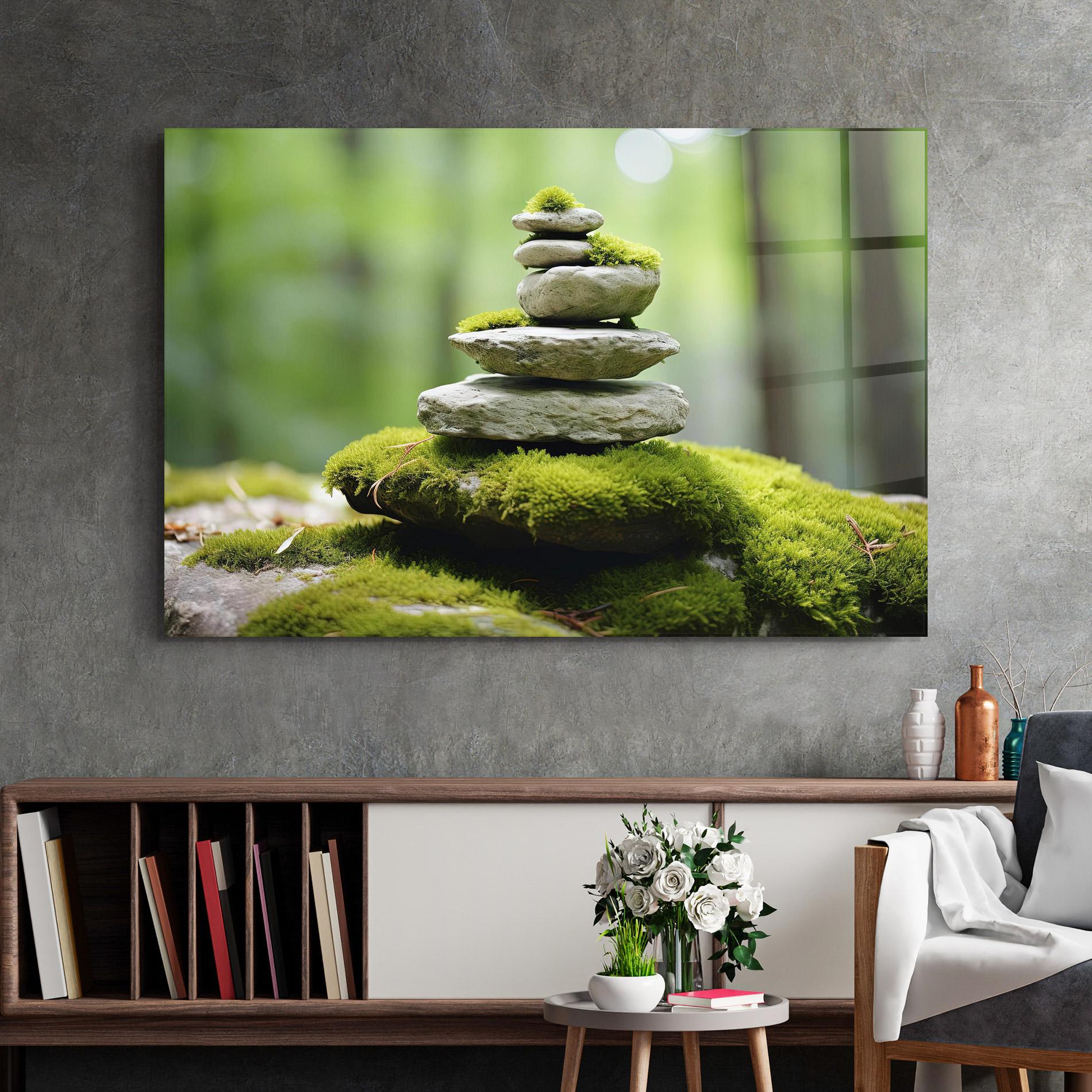 Glasbild Pile Gray Rock mockup 2