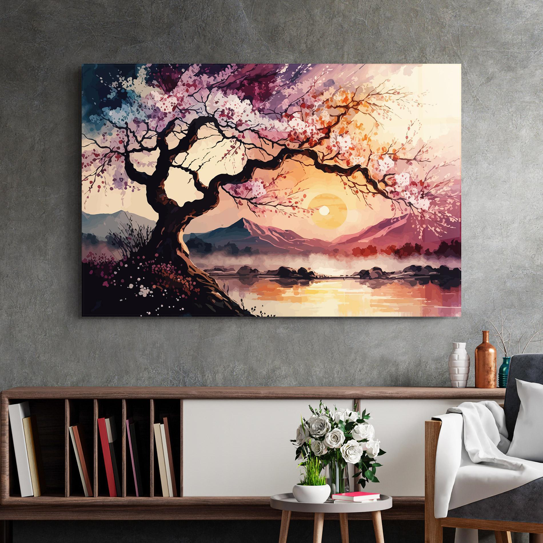 Glasbild Pink Tree Nature mockup 2