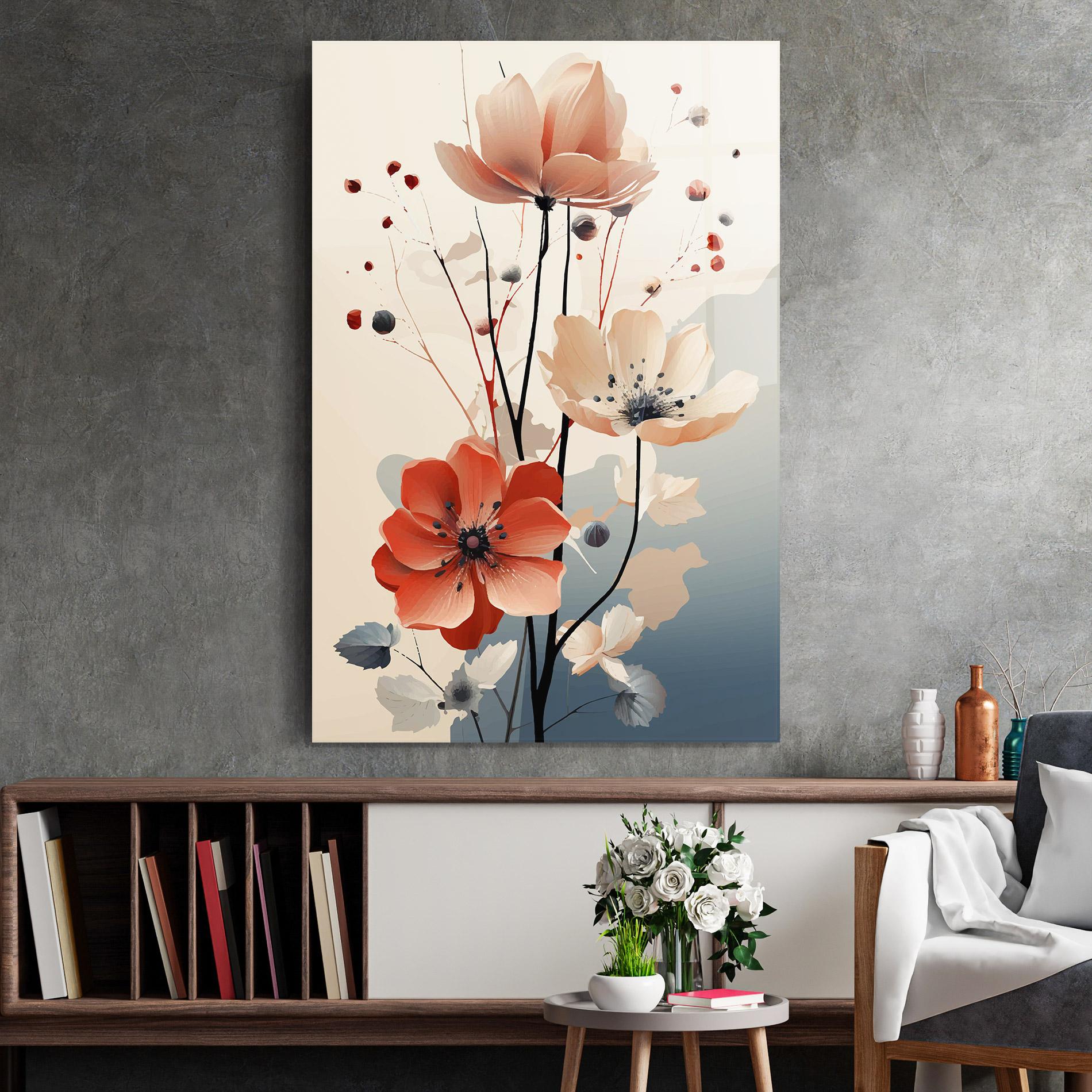 Glasbild Cream Flower Nature mockup 2