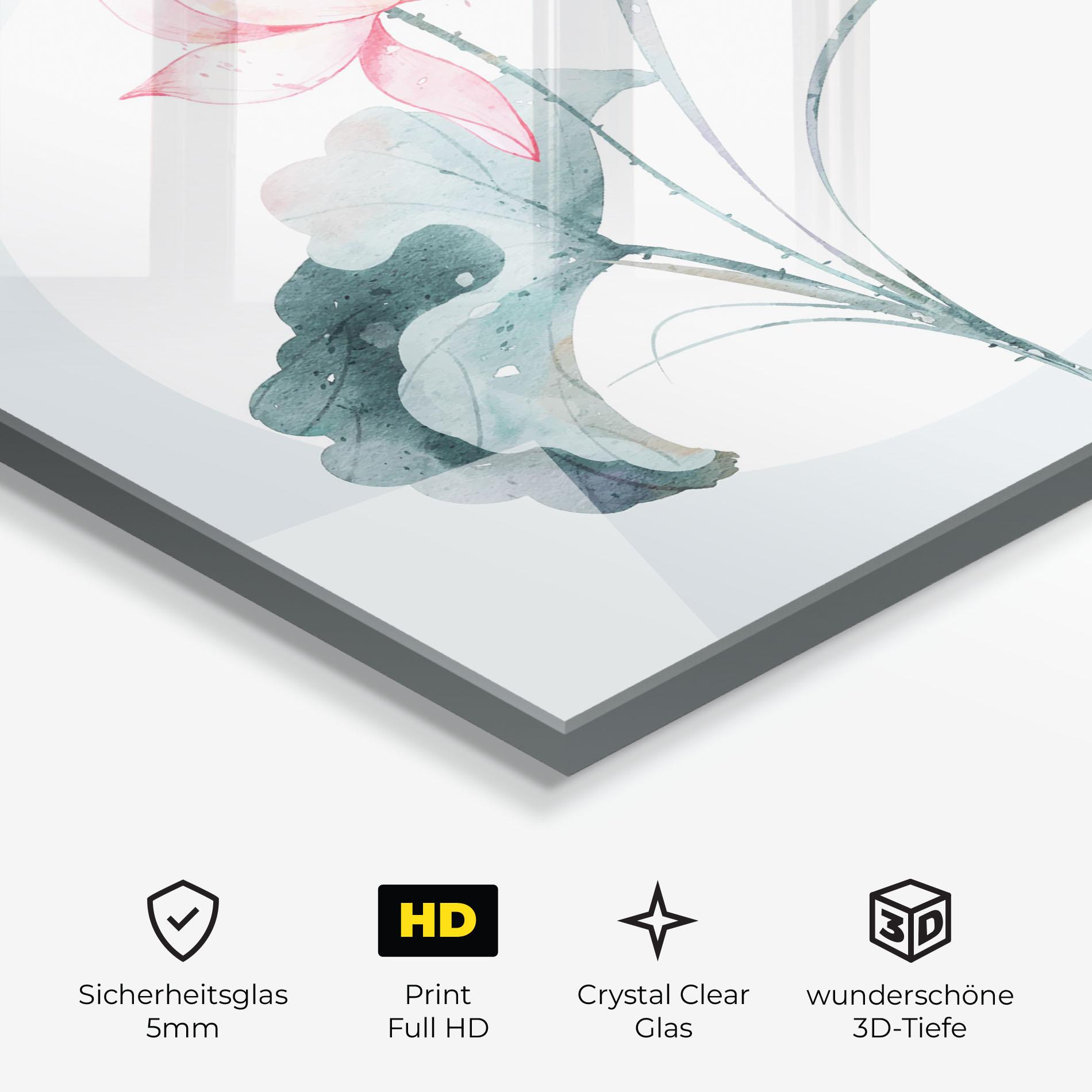 Glasbild Blue Pastel Flower mockup 3