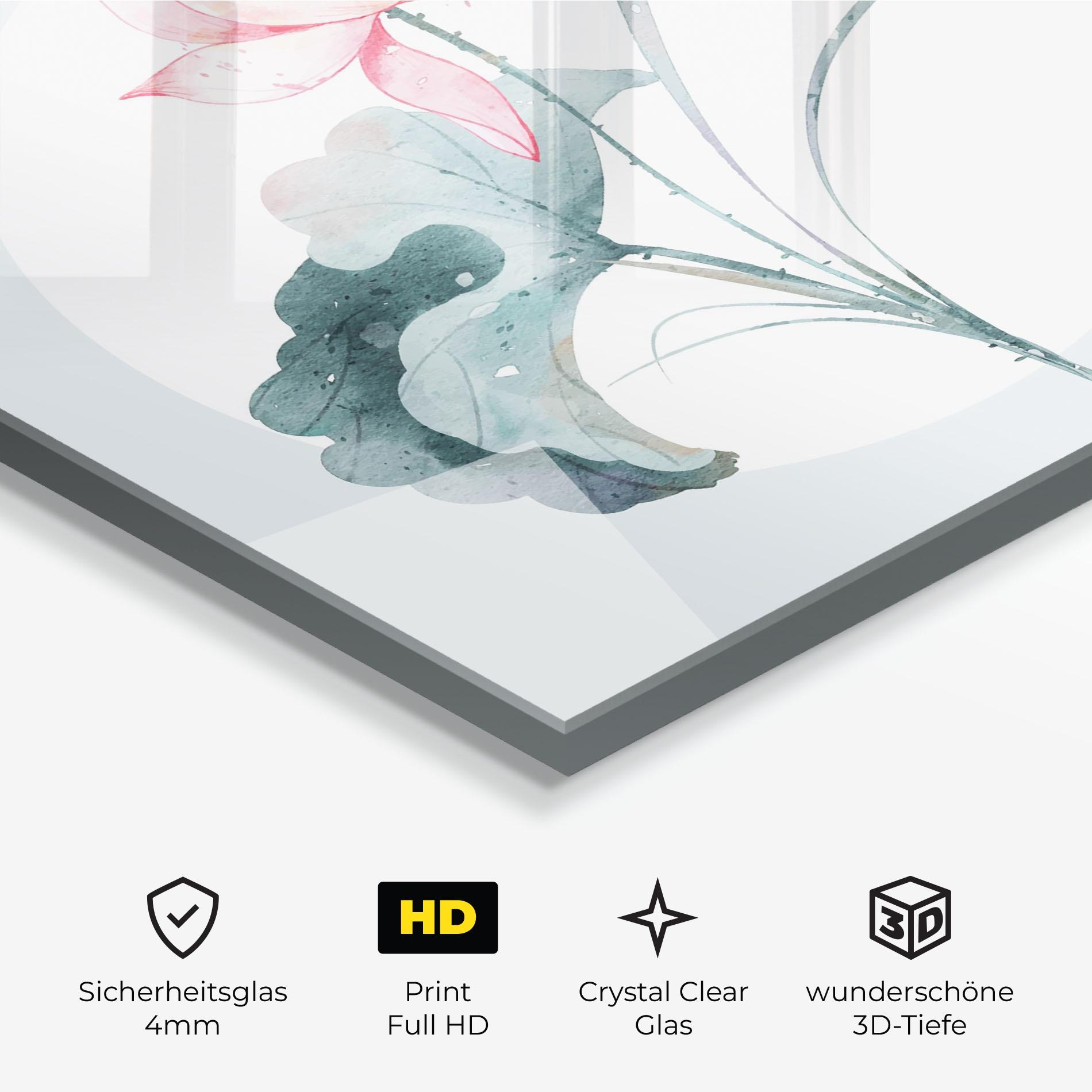 Glasbild Blue Pastel Flower mockup 3