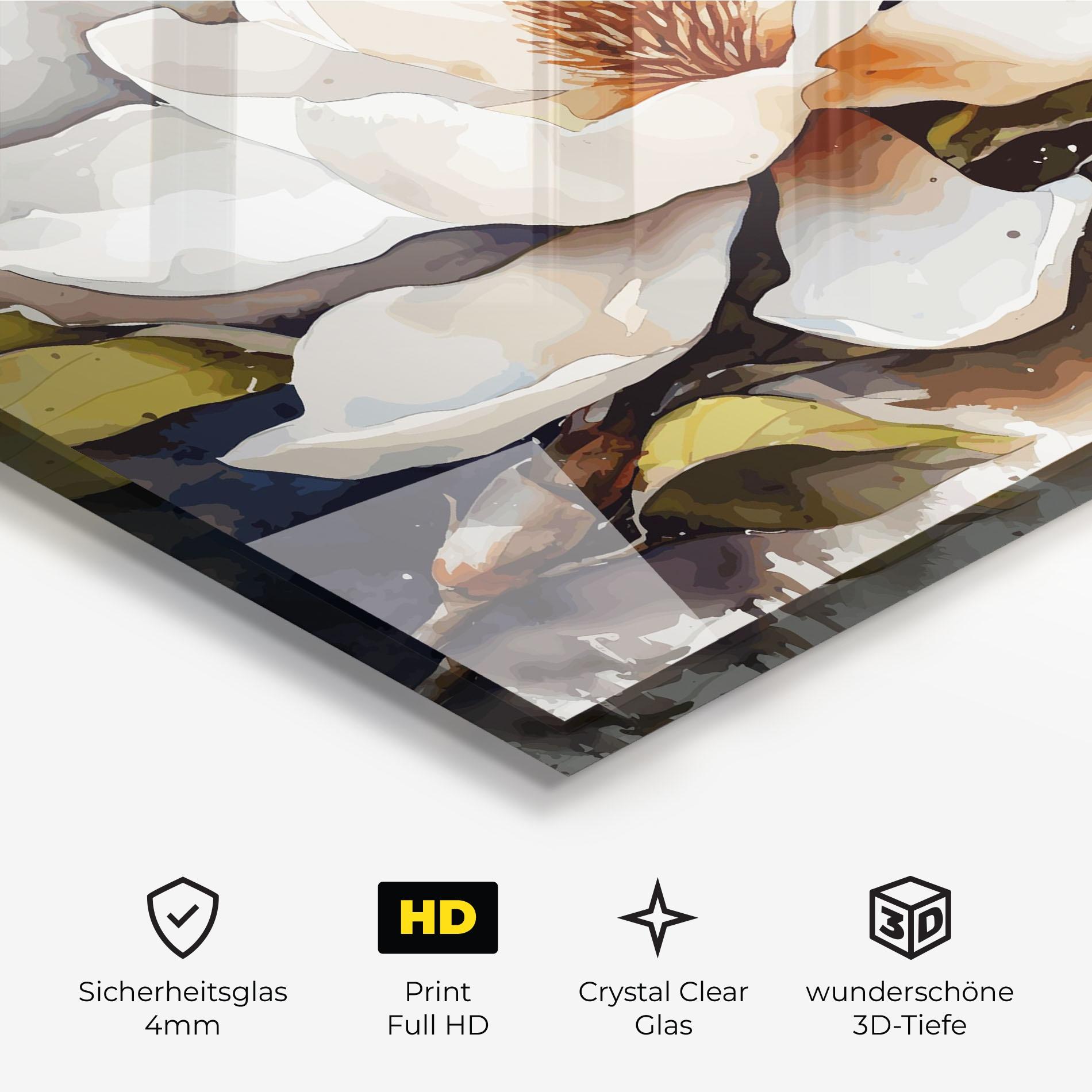 Glasbild Cream Nature Flower mockup 3