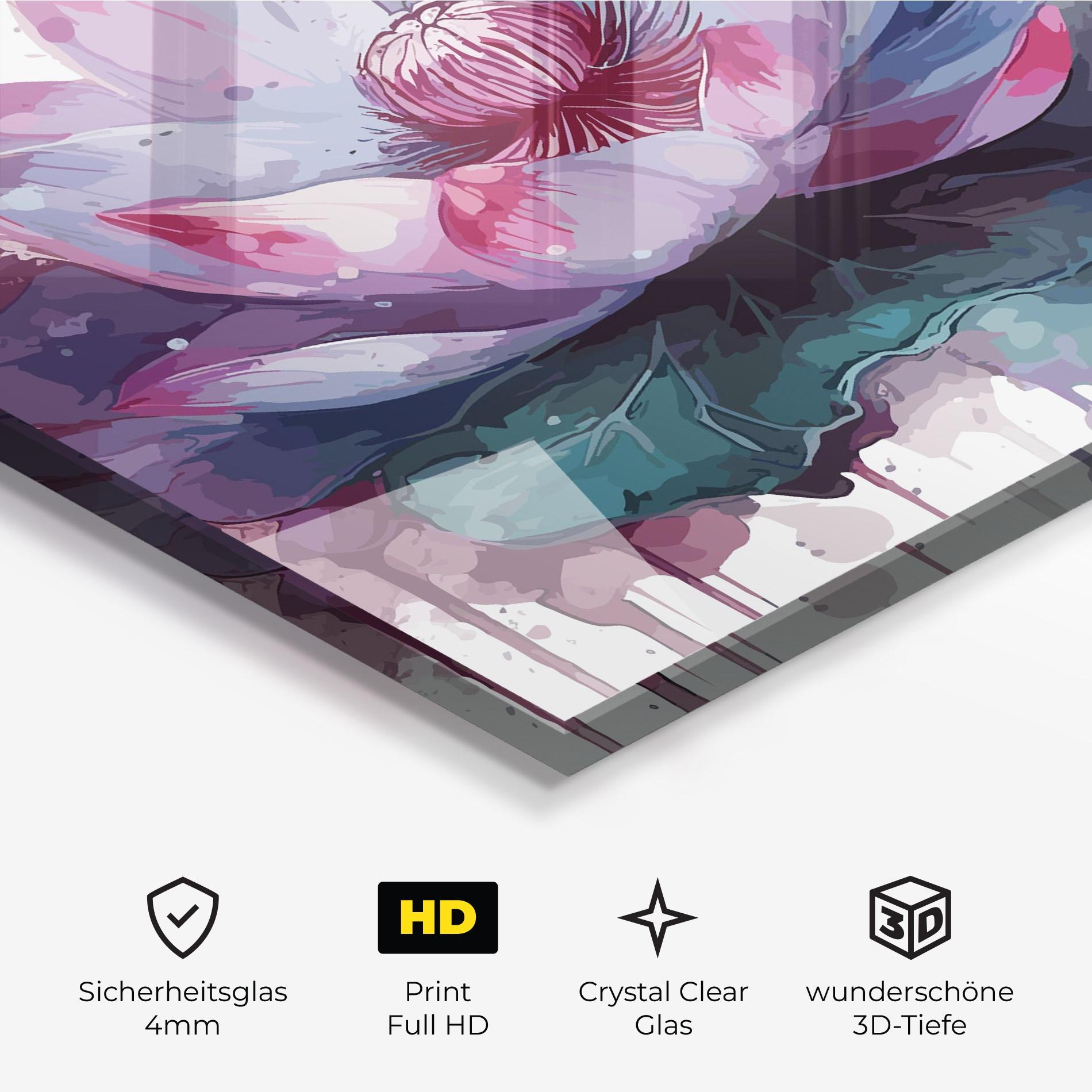 Glasbild Green Purple Lotus mockup 3