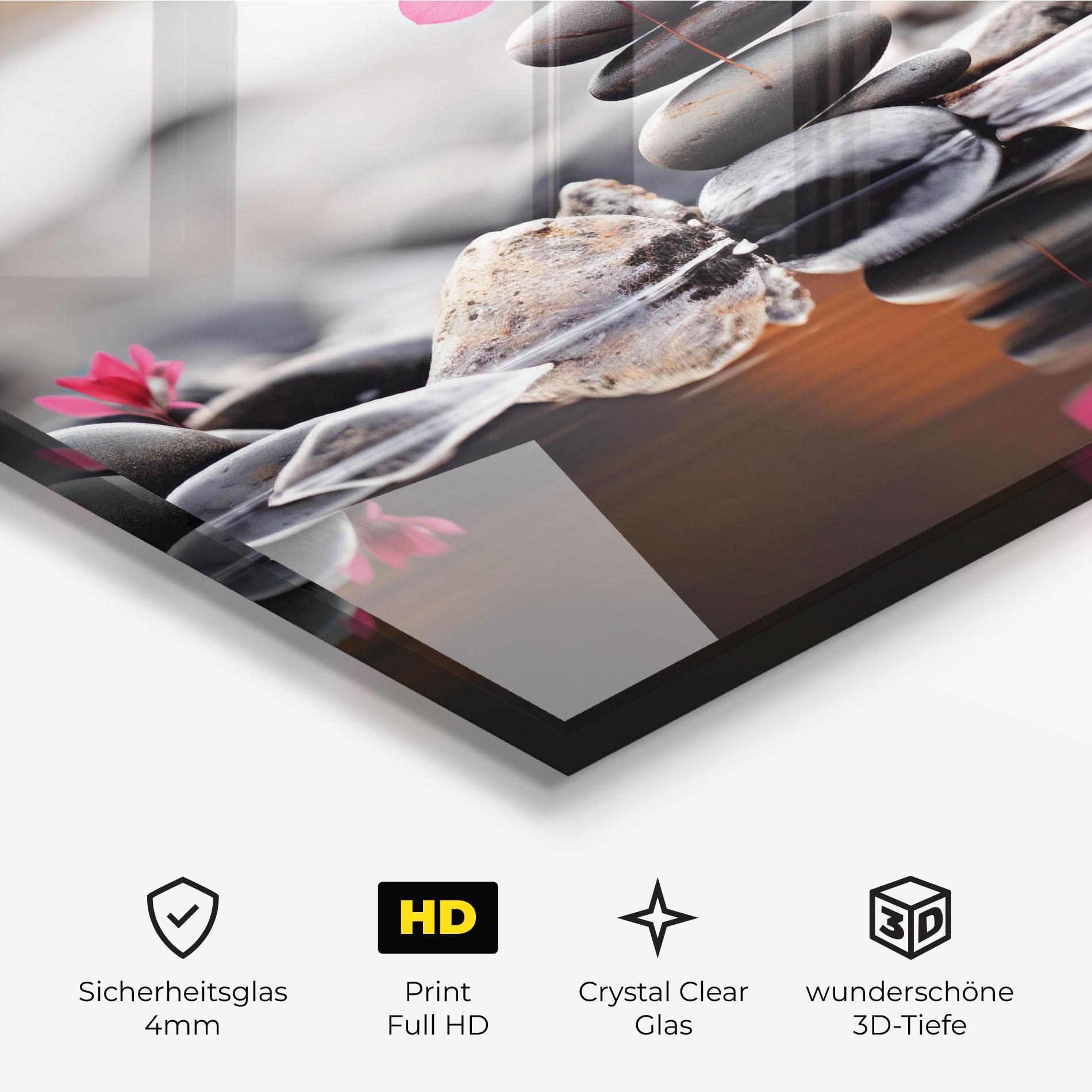 Glasbild Grey Rocks Flower mockup 3