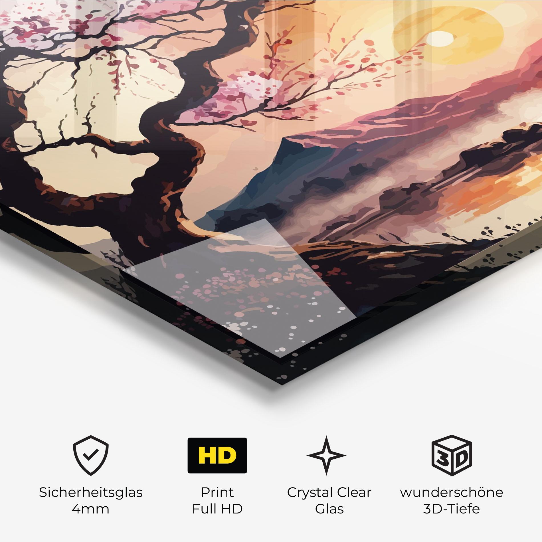 Glasbild Pink Tree Nature mockup 3