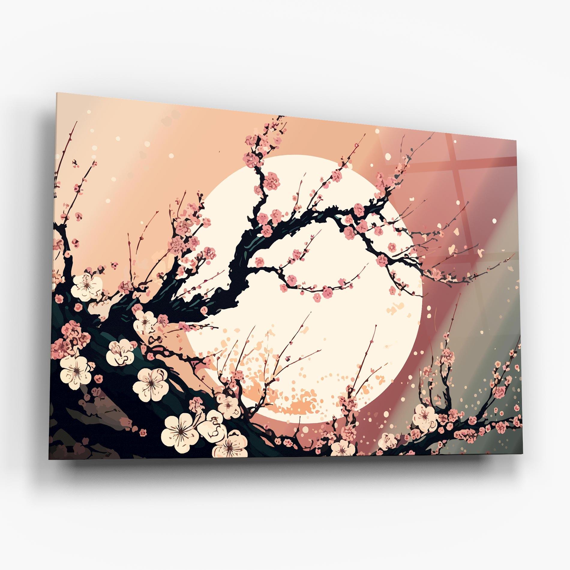 Glasbild Blossom Full Moon mockup 6