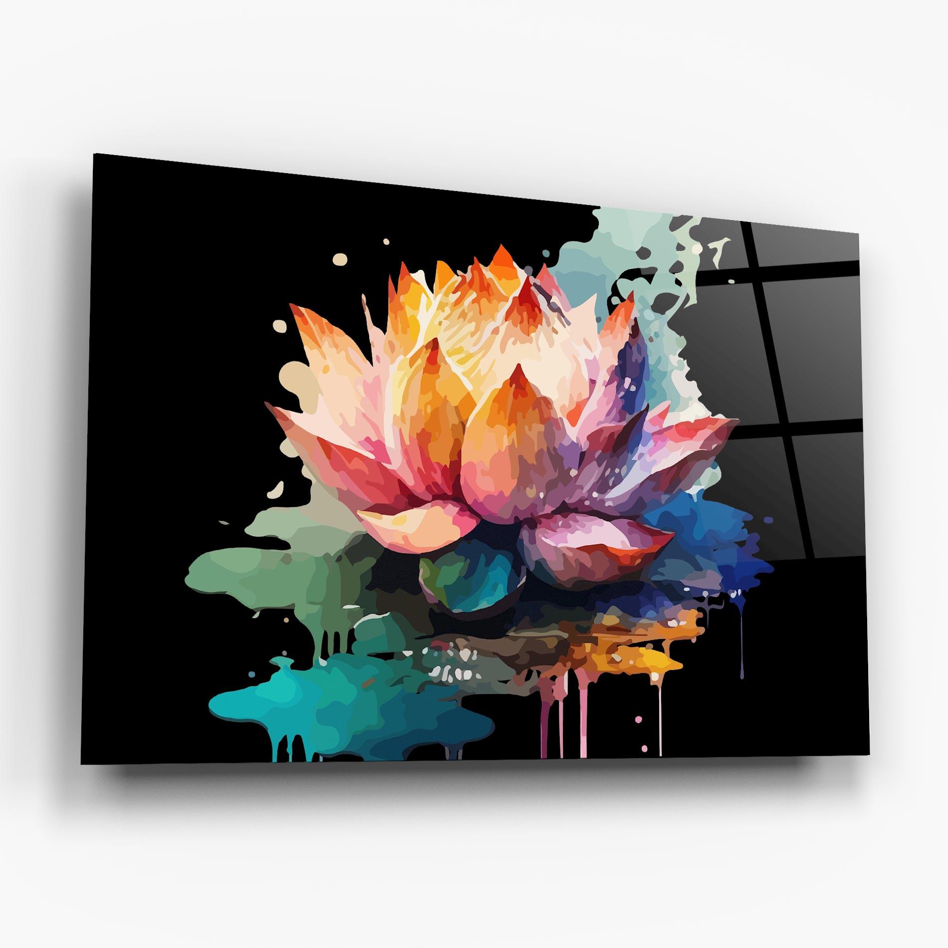 Glasbild Colorful Lotus mockup 6